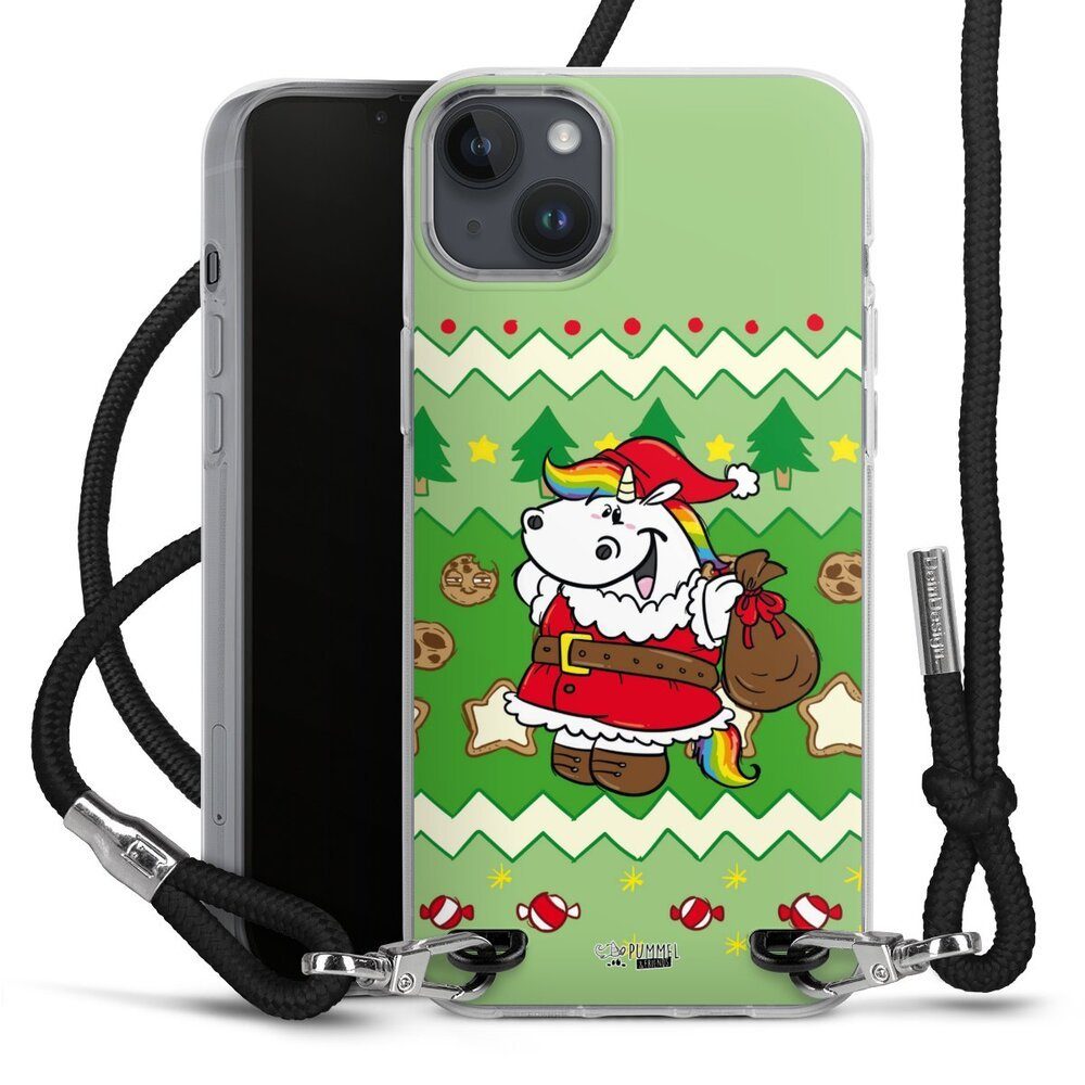 DeinDesign Handyhülle Ugly Christmas Pummeleinhorn Grün, Apple iPhone 14 Plus Handykette Hülle mit Band Case zum Umhängen