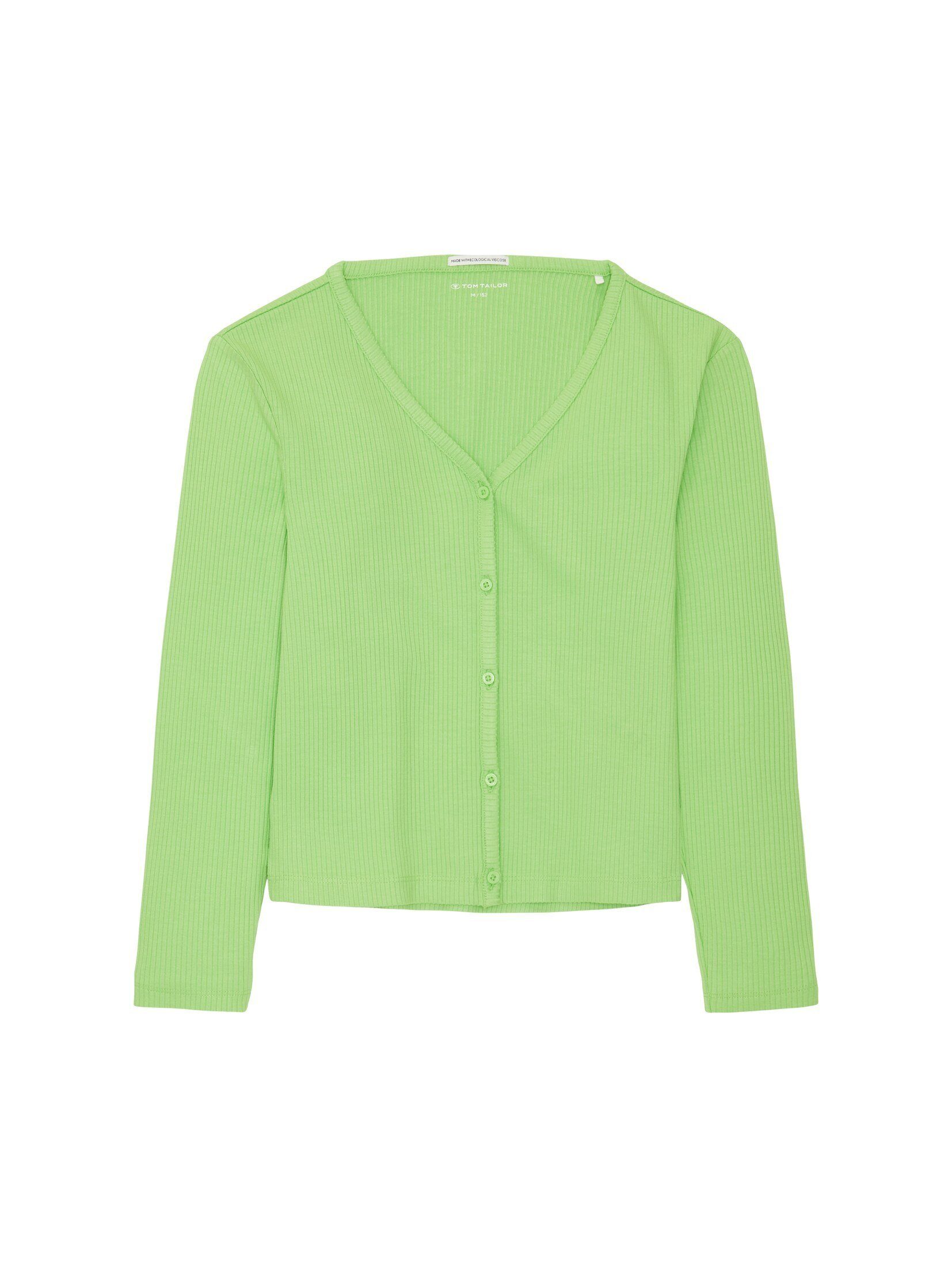 TOM TAILOR green Rippjacke lime Cropped liquid T-Shirt