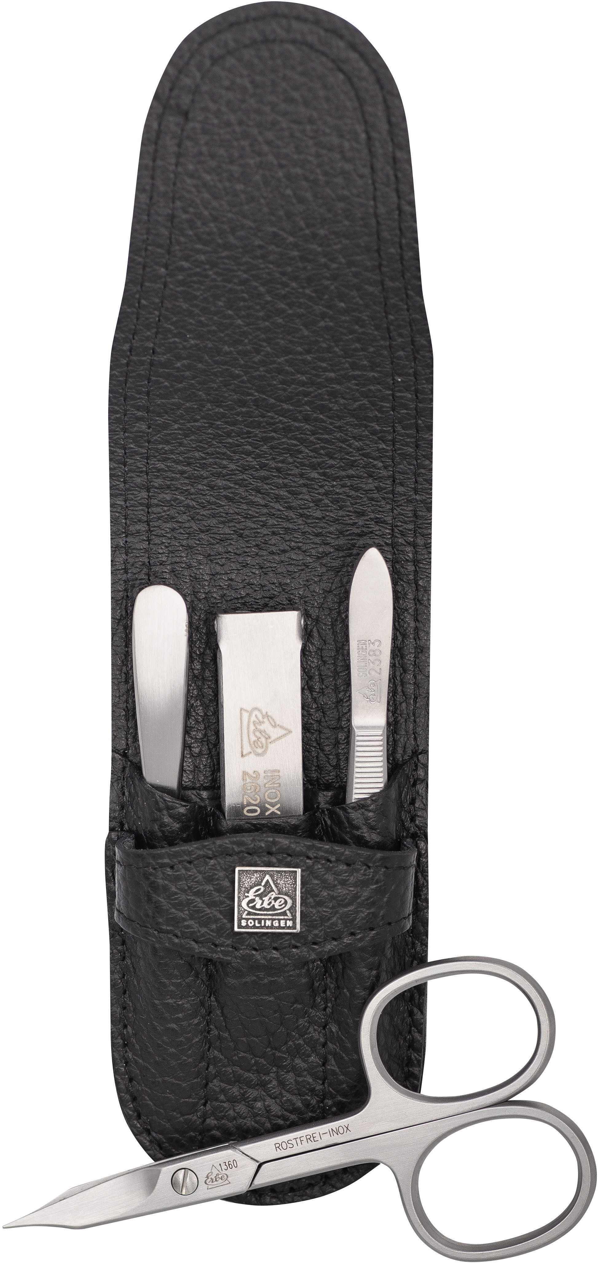 ERBE Maniküre-Etui ERBE Maniküre Set Steck-Etui Serie "Piemont", hellgrün, 4-tlg., Inox, 4 tlg., Echtleder, rostfreie Instrumente, Hergestellt in Solingen/Deutschland