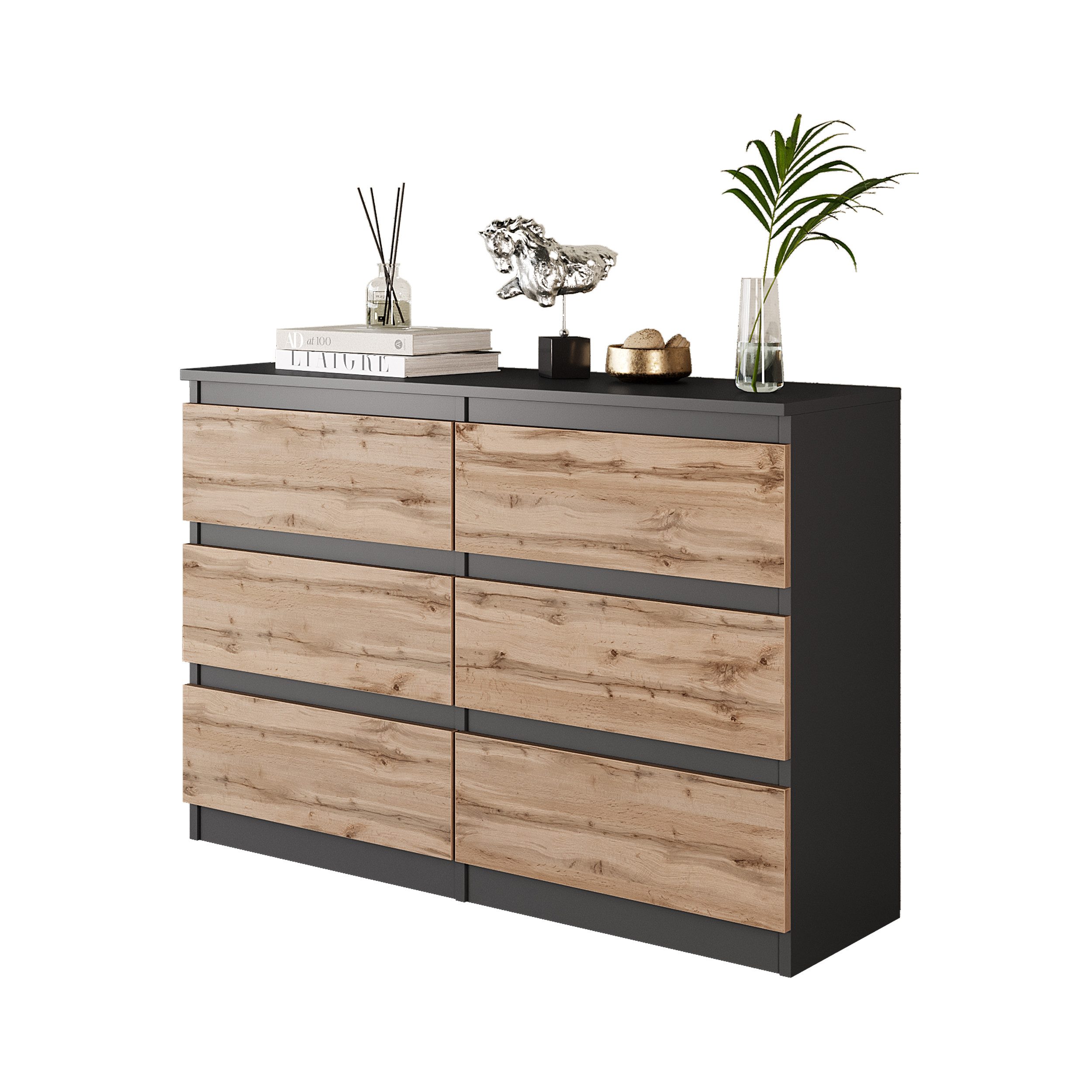 Kommode 6 Schubladen, Sideboard, Schubladenschrank Breite 100cm Höhe 71cm