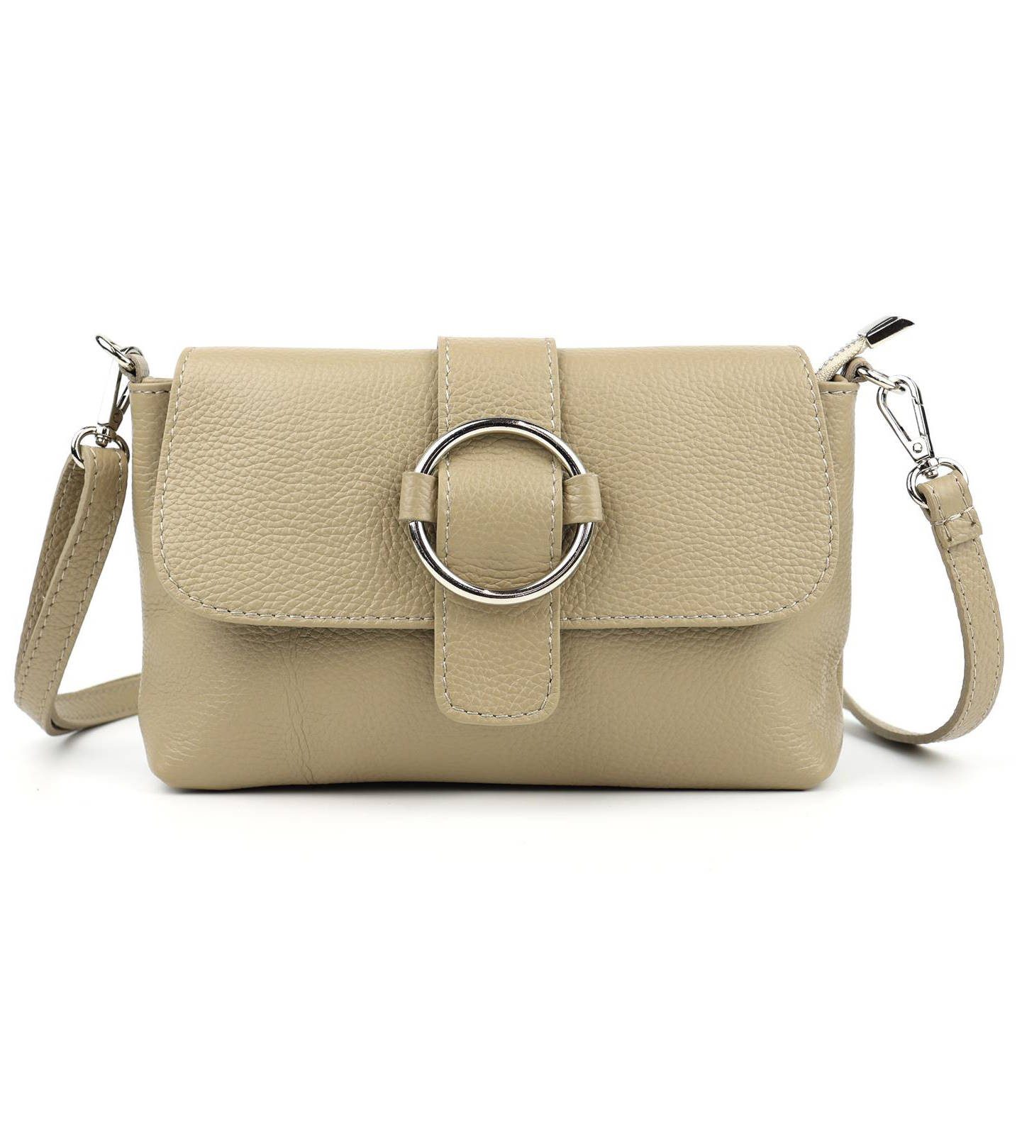 Schultertasche MADE IN ITALY Damen Leder Tasche Umhängetasche Cross Over Body Clutch