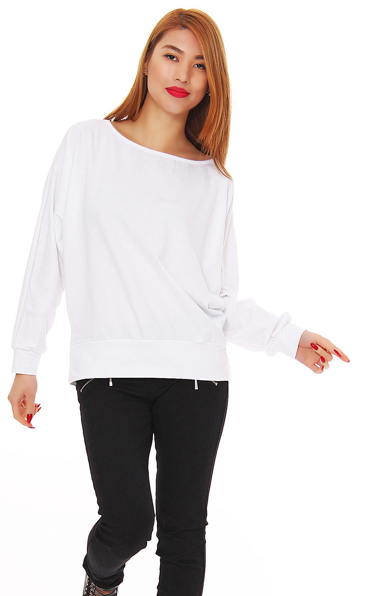 Mississhop Langarmshirt Damen-Sweatshirt mit Fledermausärmeln Ida günstig online kaufen