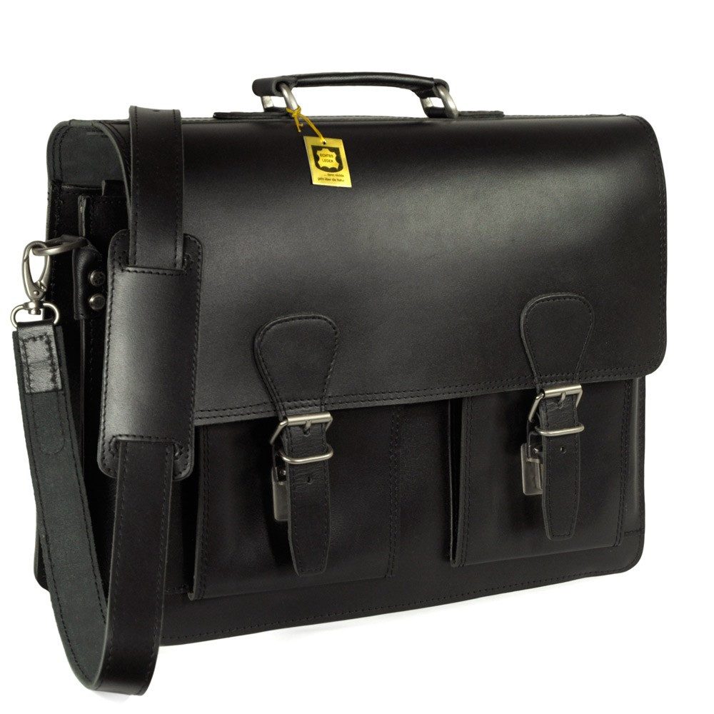 Hamosons Aktentasche Klassische Aktentasche / Lehrertasche in L, Leder Schwarz Hamosons 600