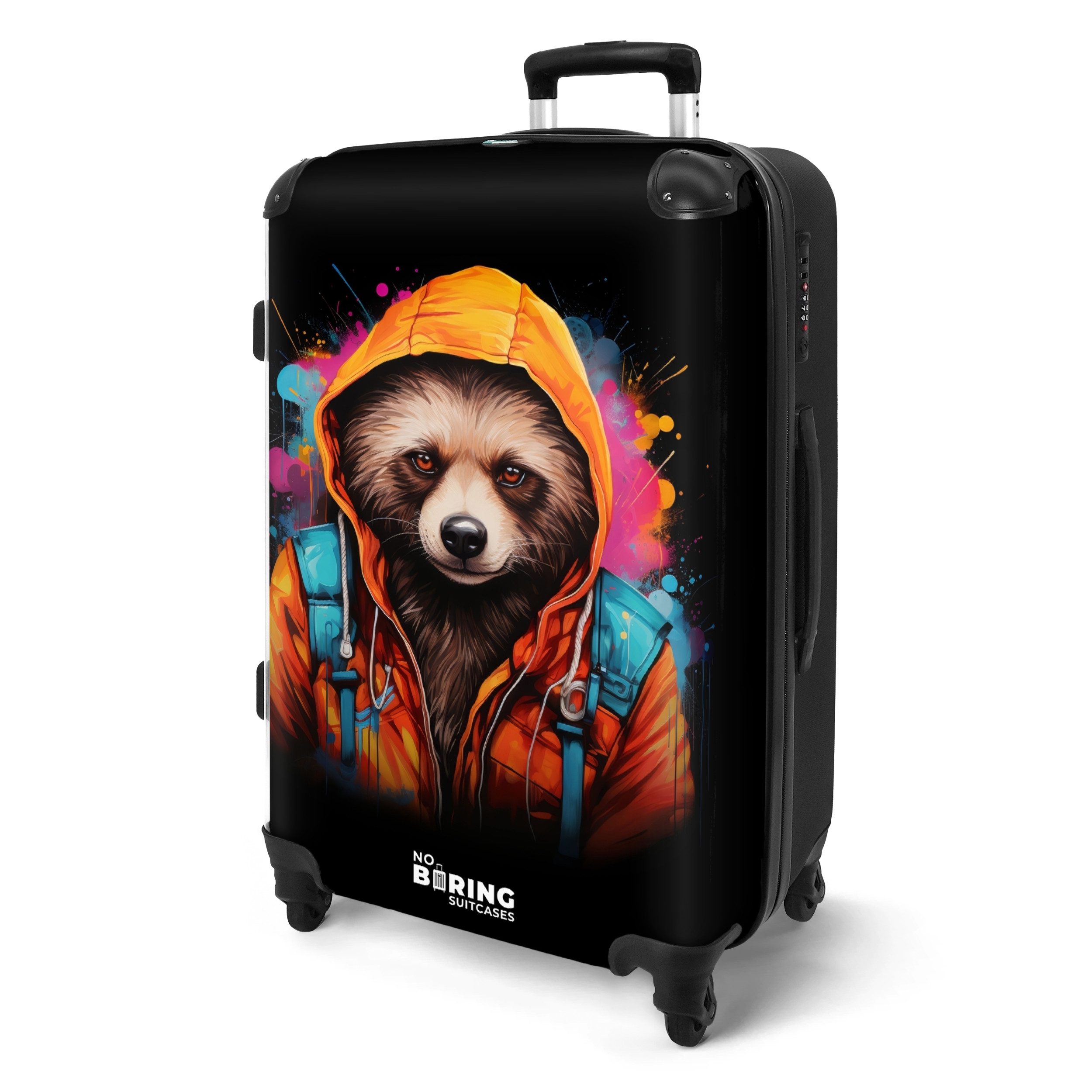 NoBoringSuitcases.com© Hartschalen-Trolley Waschbär mit orangefarbenem Fell günstig online kaufen