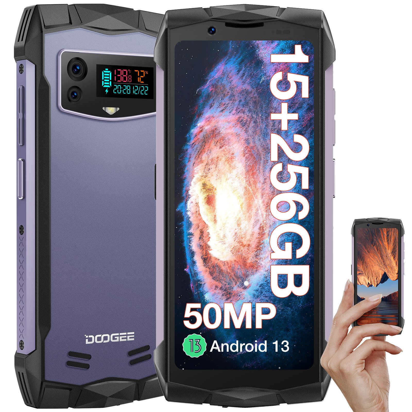 DOOGEE SMINI Smartphone (4.5 Zoll, 256 GB Speicherplatz, 50 MP Kamera, 4.5 Zoll, 15 GB+256 GB NFC unterstützt 3000 mAh)