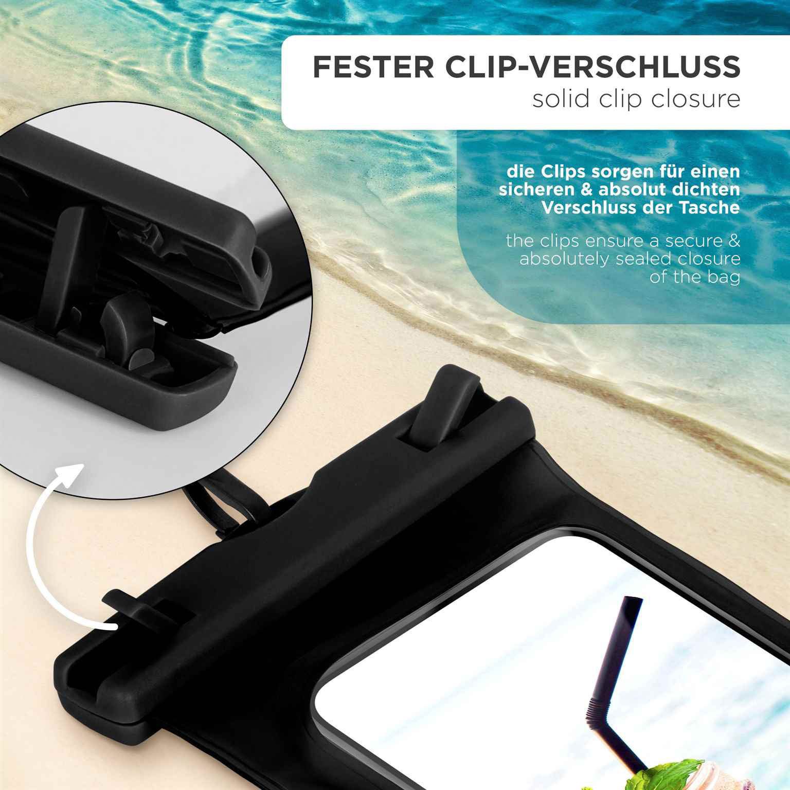ONEFLOW Handyhülle für Motorola One Zoom Wasserdichte Tasche BeachBag Schwarz 6,39 Zoll, Hülle mit Touch Kamera Fenster IPX8 Unterwasser-Tasche zum Schwimmen