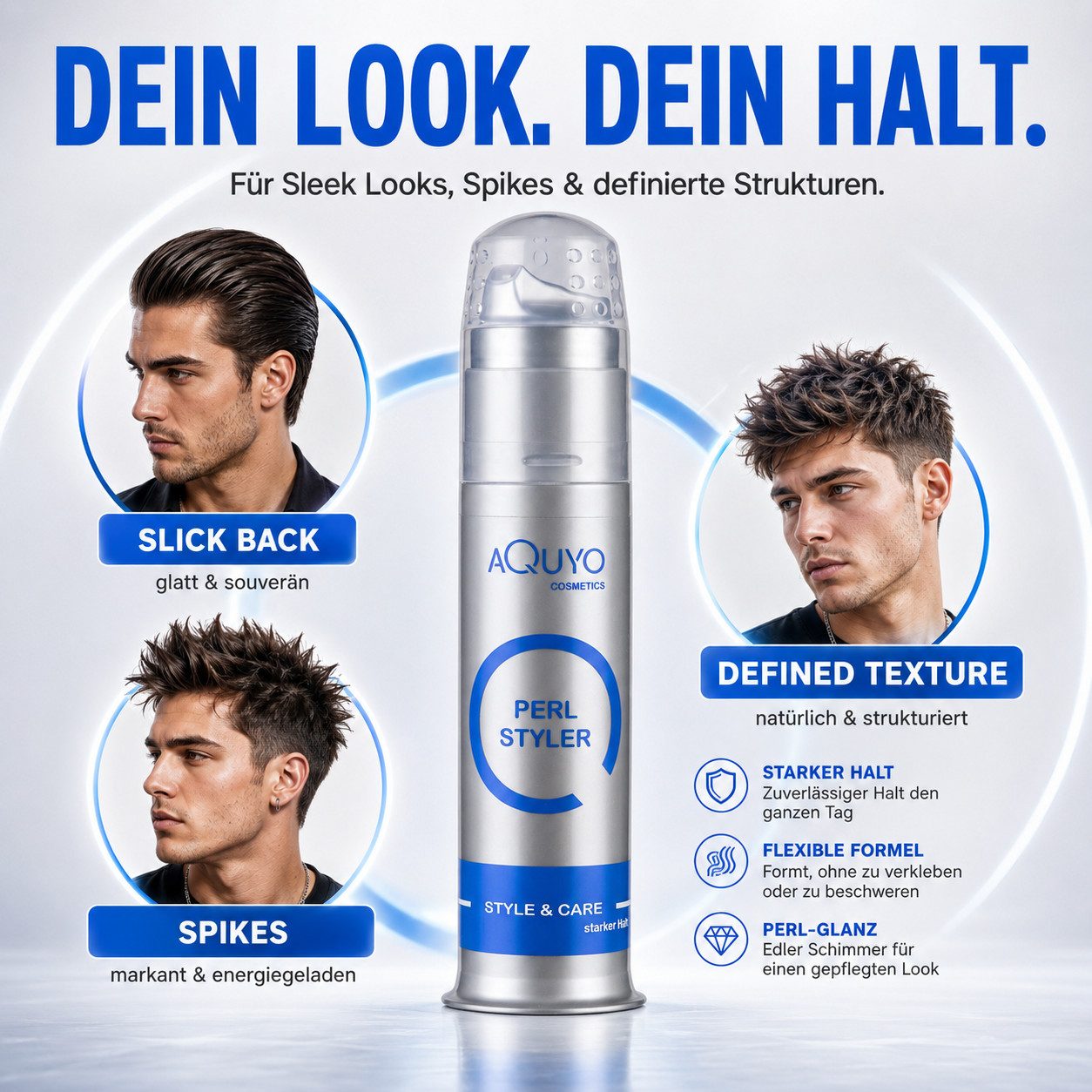 AQUYO Cosmetics Haargel Perl Styler fester Halt, Haargel zum Gestalten und Formen der Frisur., Haargel, Haarstyling