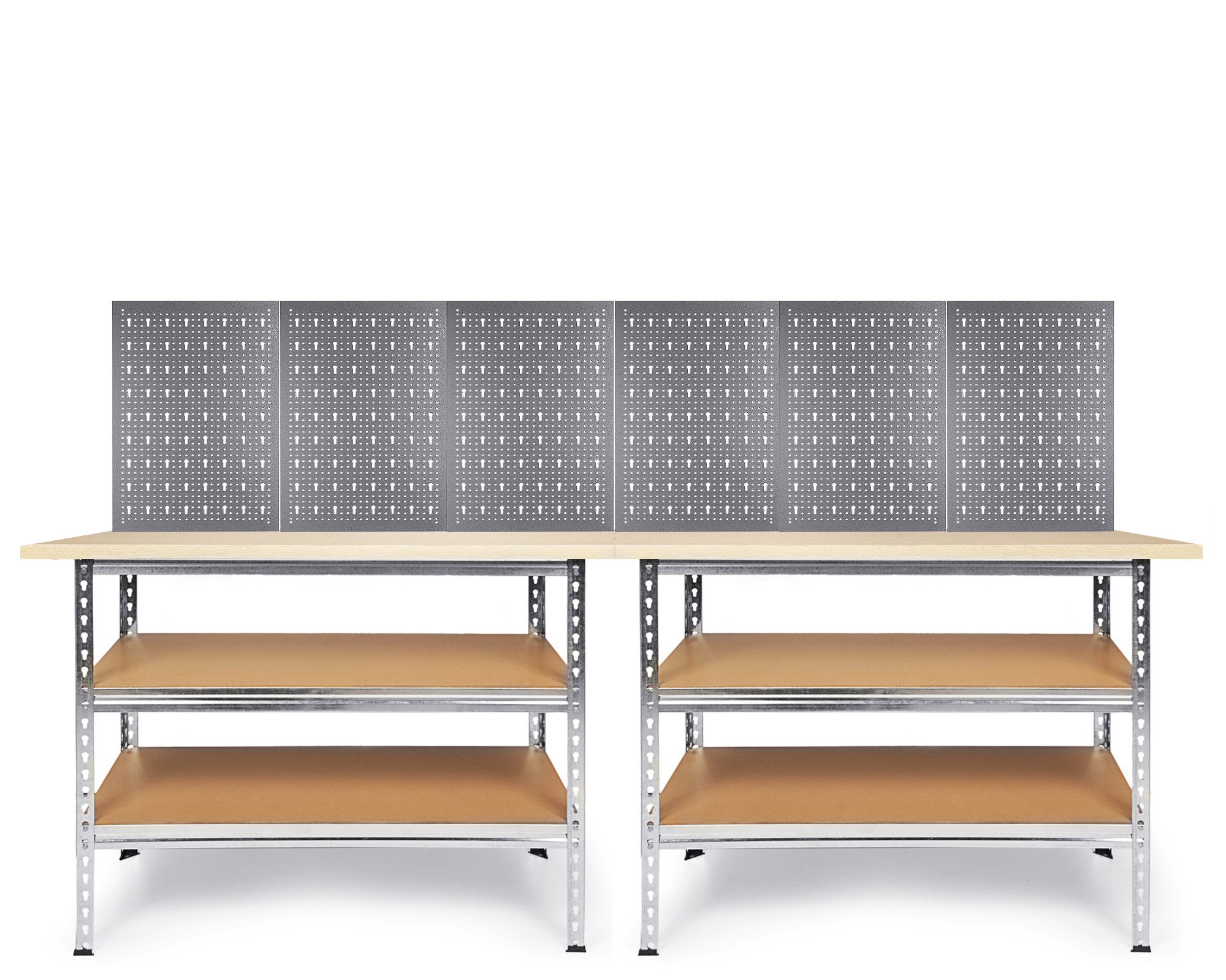 ONDIS24 Werkstatt-Set Werkstatt Set Uwe 240cm Melamin + 6 Lochwände