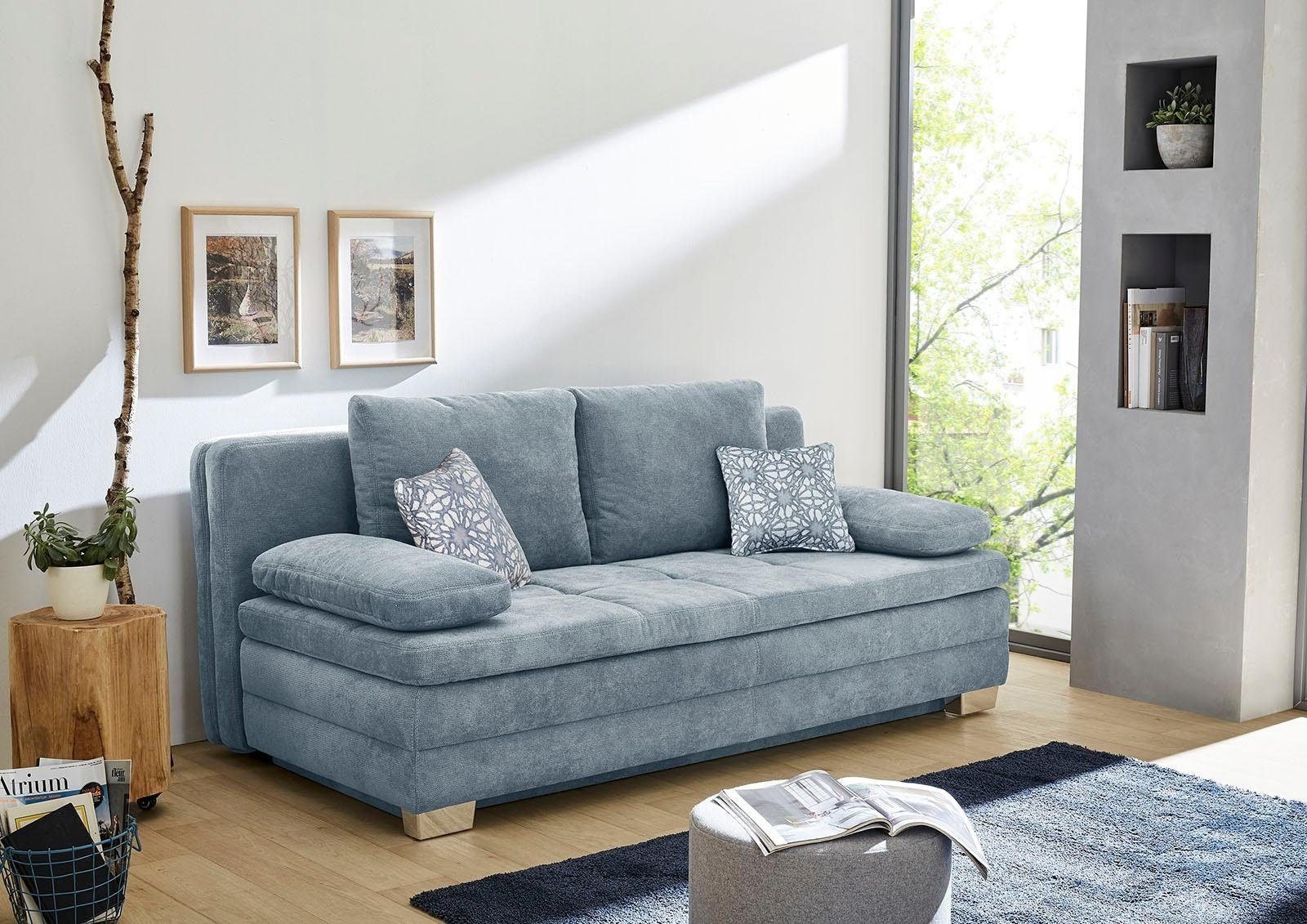 Jockenhöfer Gruppe Schlafsofa Lincoln, B: 203 cm, Liegefl. 160x203 cm, Dauerschläfer, mit Schlaffunktion, Bettkasten, Kaltschaumtopper & 2 Zierkissen