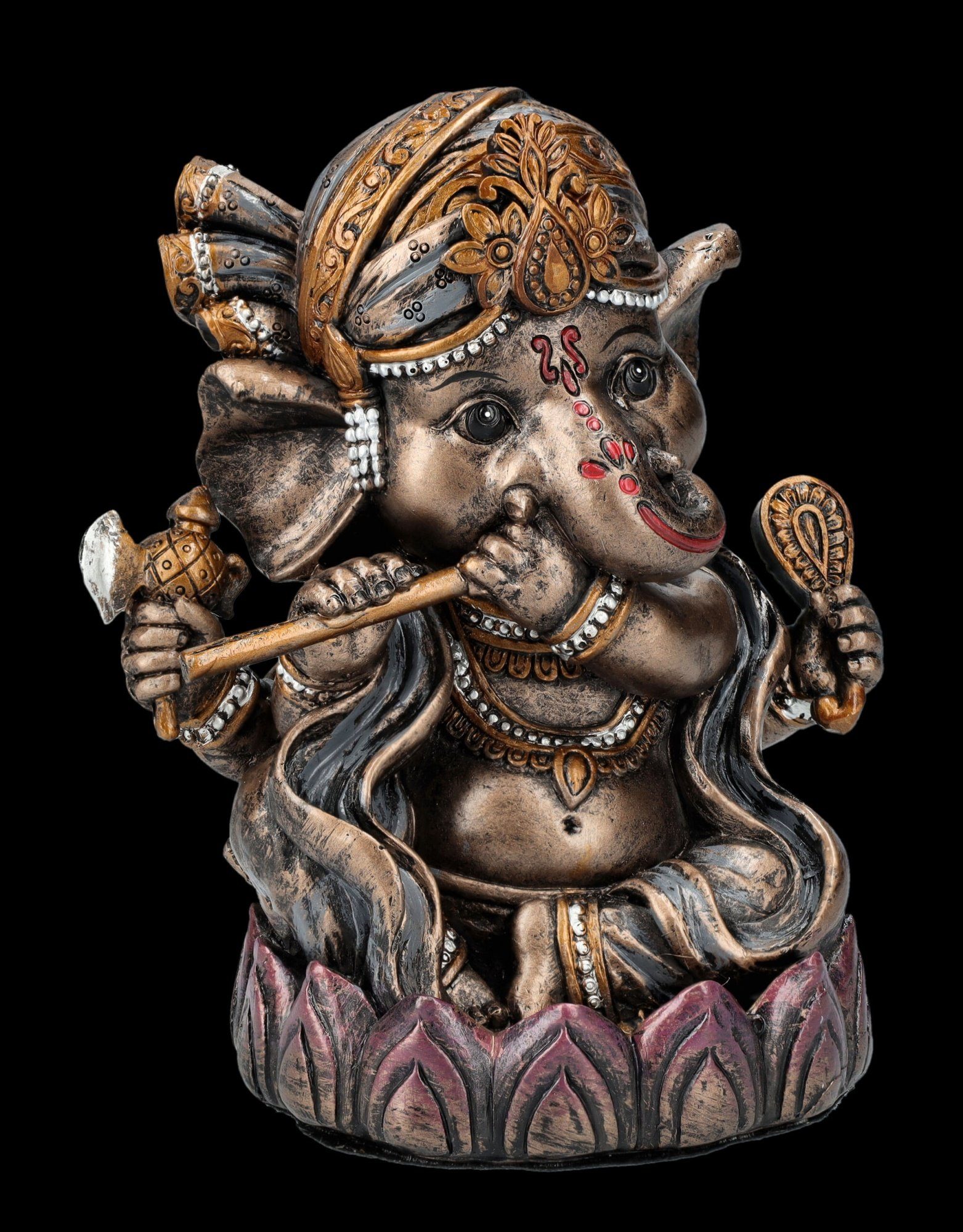 Figuren Shop GmbH Räuchermännchen Rückfluss-Räucherhalter - Musizierender Ganesha Hindu Gott Dekoration