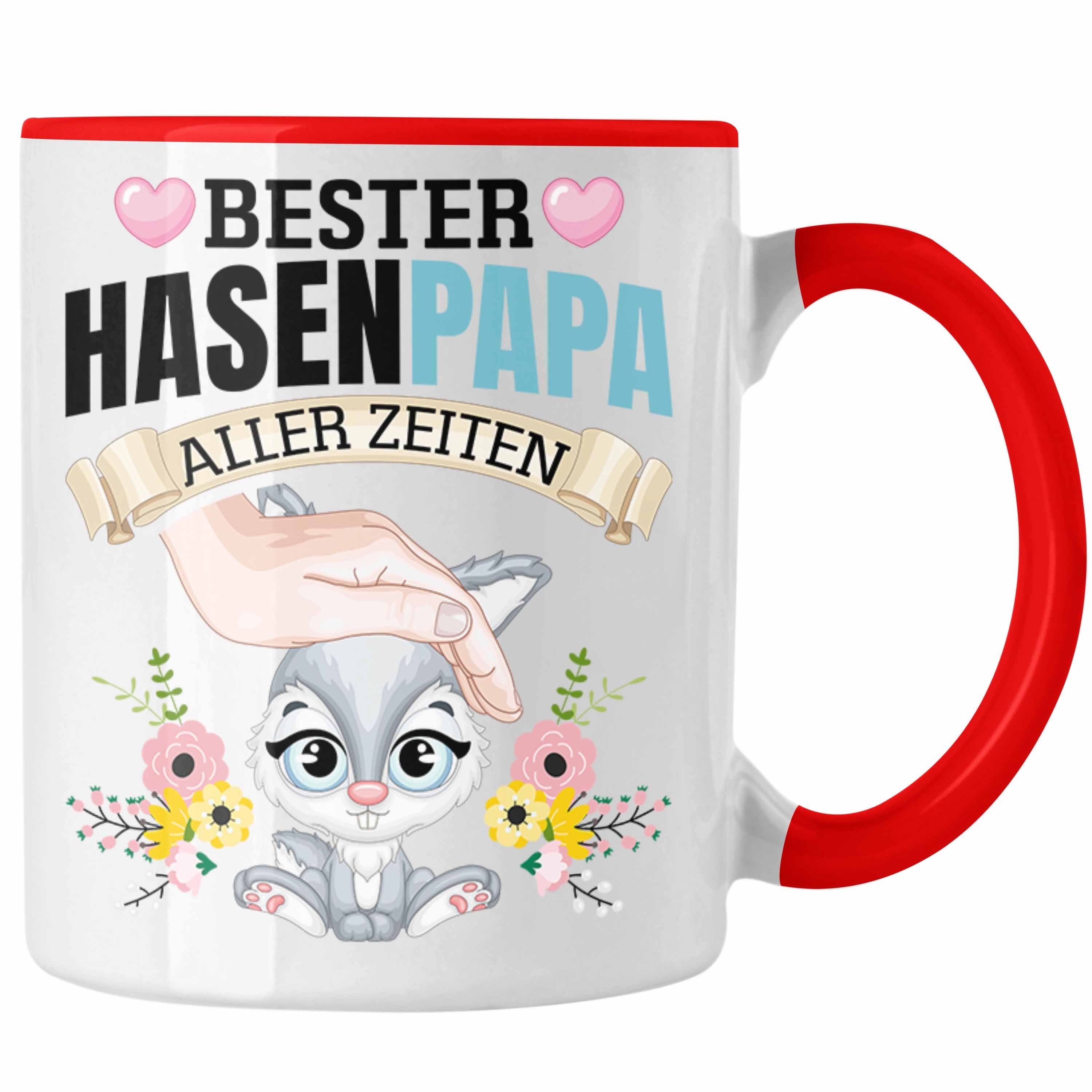 Trendation Tasse Hasen Tasse Geschenk Hasen-Besitzer Kaninchen Kinder Bester Hasen Papa Rot