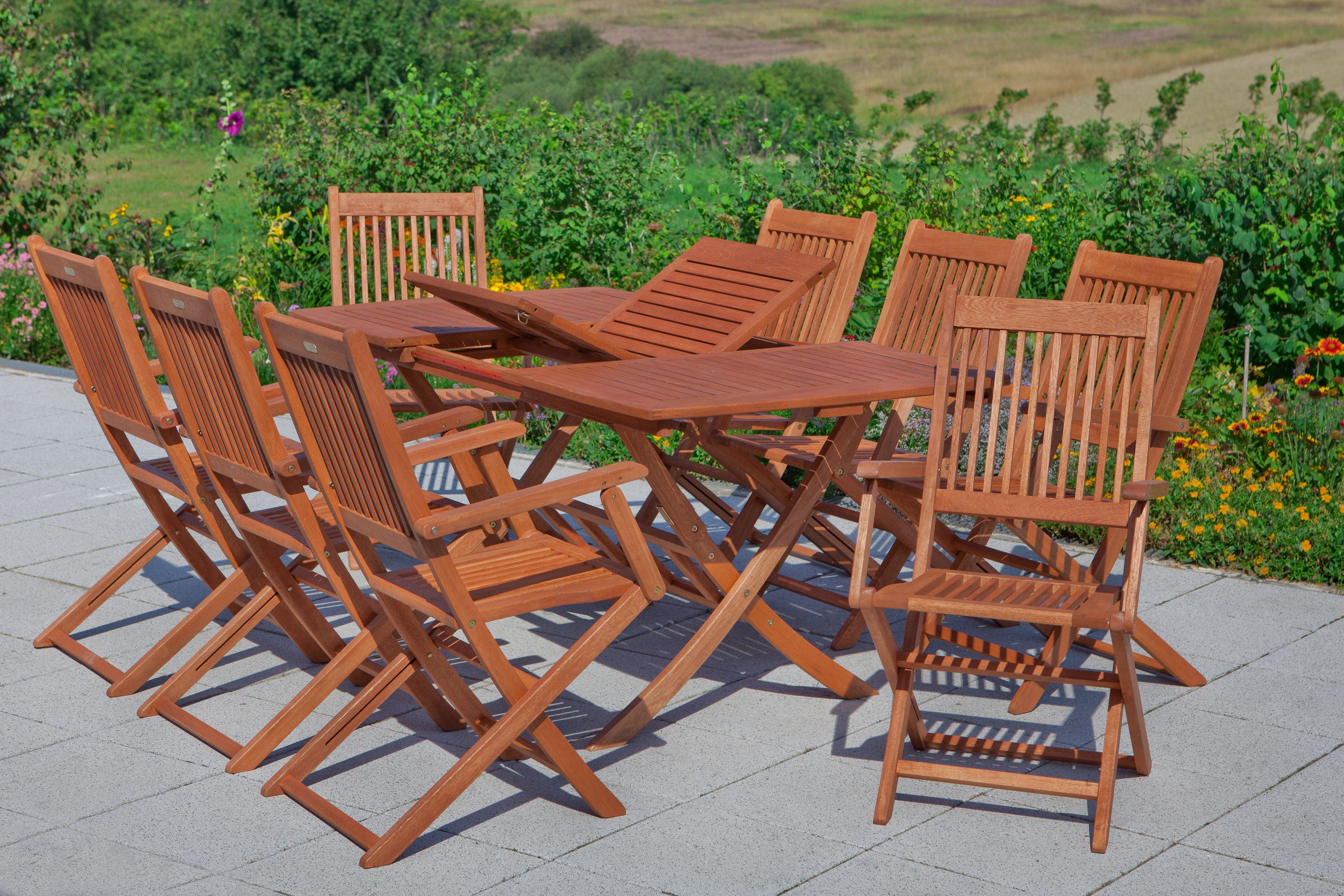 MERXX Garten-Essgruppe »Rio«, (Set, 7-tlg., Geöltes Eukalyptusholz), Ausziehtisch:, klappbar LxB: 110-160 x 90 cm