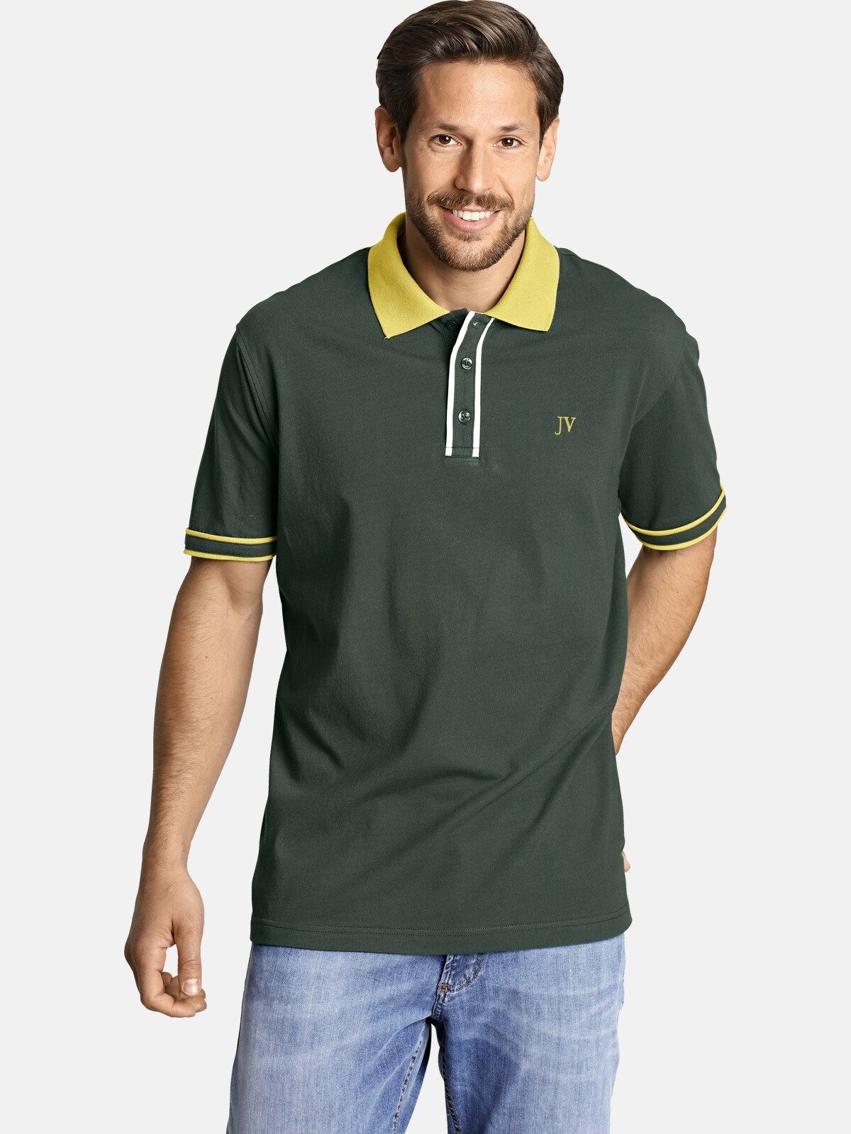 Jan Vanderstorm Poloshirt ISFRIED weiche Baumwolle, Comfort Fit grün