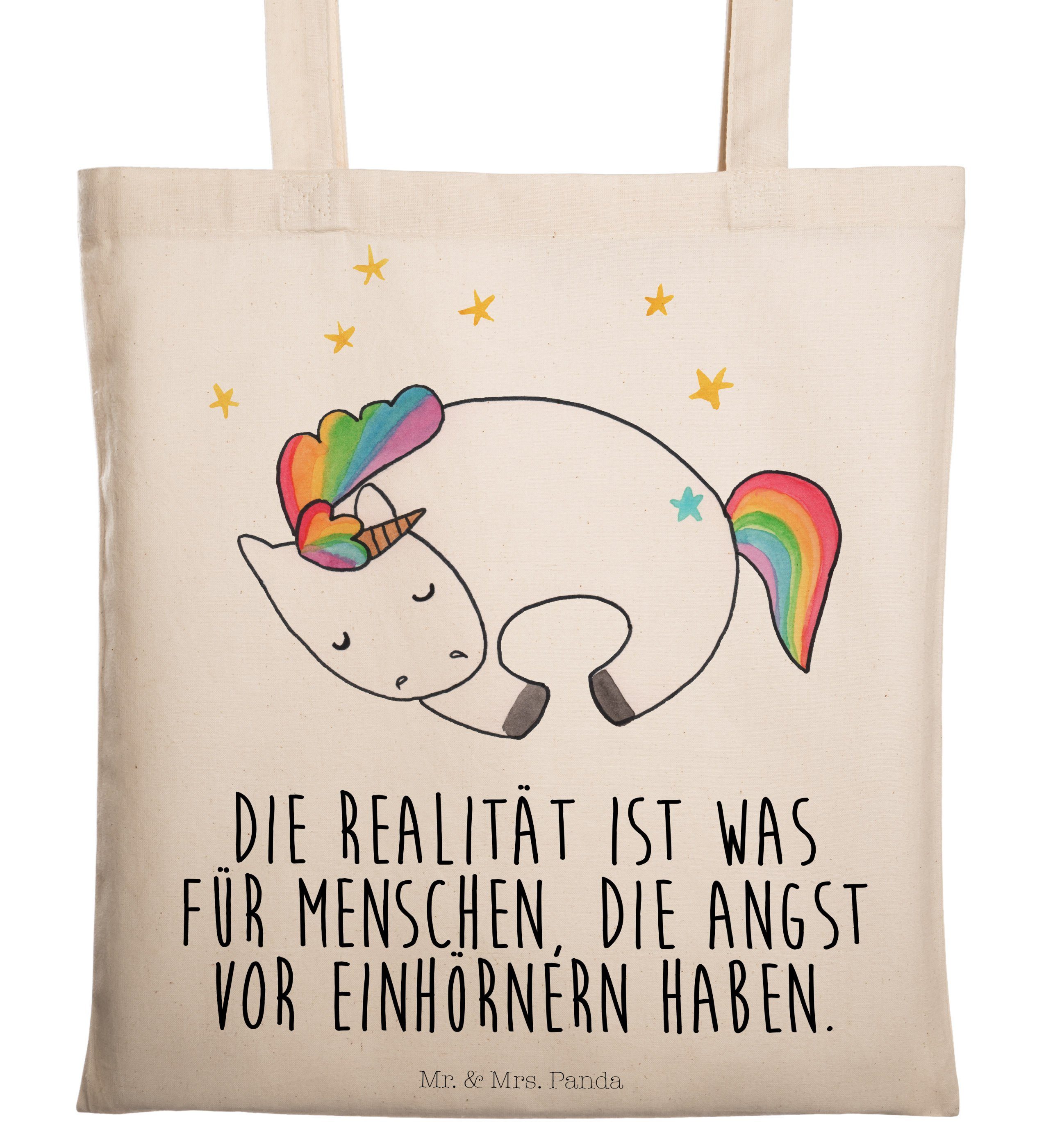 Mr. & Mrs. Panda Tragetasche Einhorn Nacht - Transparent - Geschenk, Einkaufstasche, Einhorn Deko, (1-tlg)