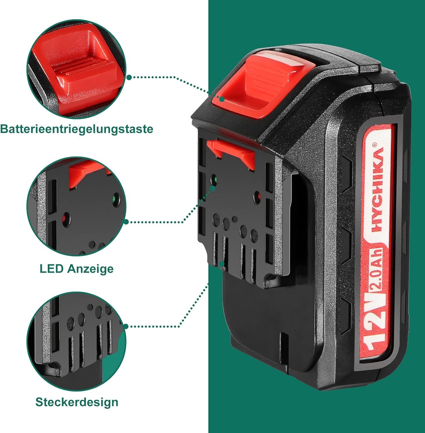 HYCHIKA BETTER TOOLS FOR BETTER LIFE Akku für Hychika 12 V Akkuschrauber Batterie