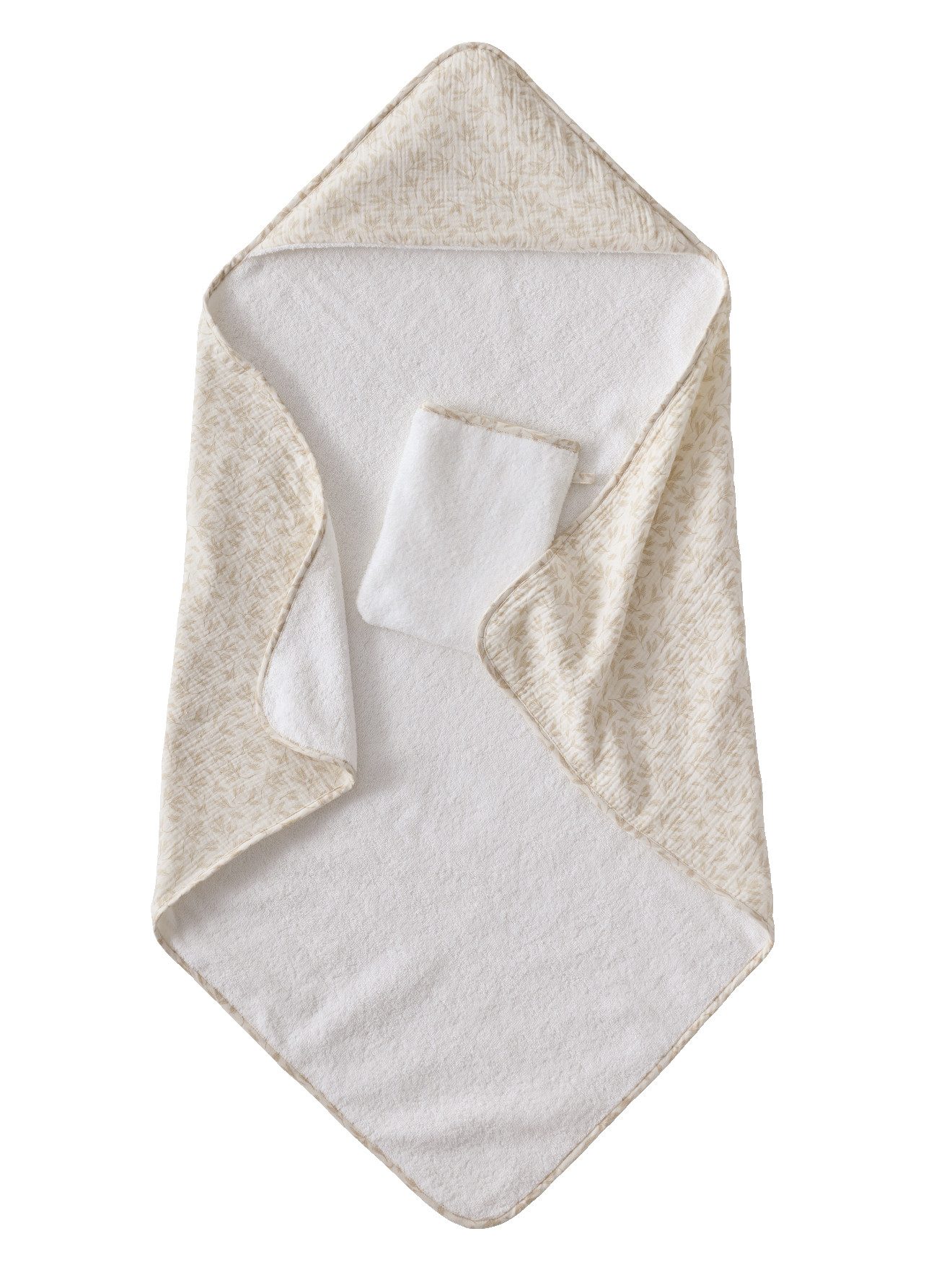 vertbaudet Kapuzenhandtuch Baby Geschenk-Set: Badetuch & Waschhandschuh HYGGE