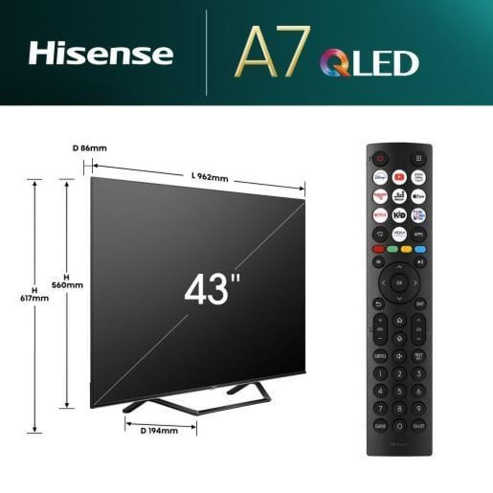 Hisense 43A79NQ QLED-Fernseher (43 Zoll, 4K Ultra HD)