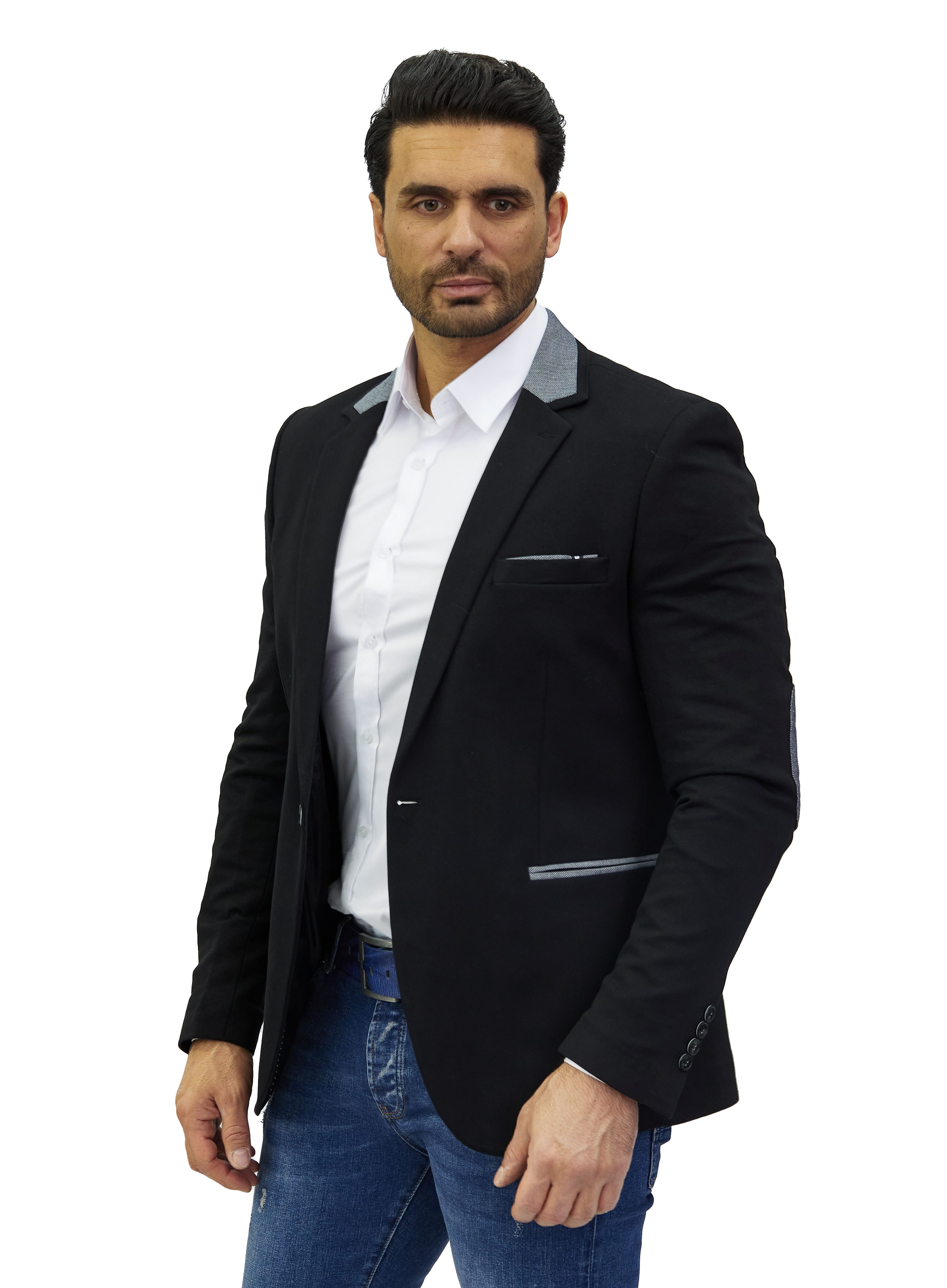 Denim Distriqt Jerseysakko Sportliches Herren Jersey Sakko mit besonderen D günstig online kaufen