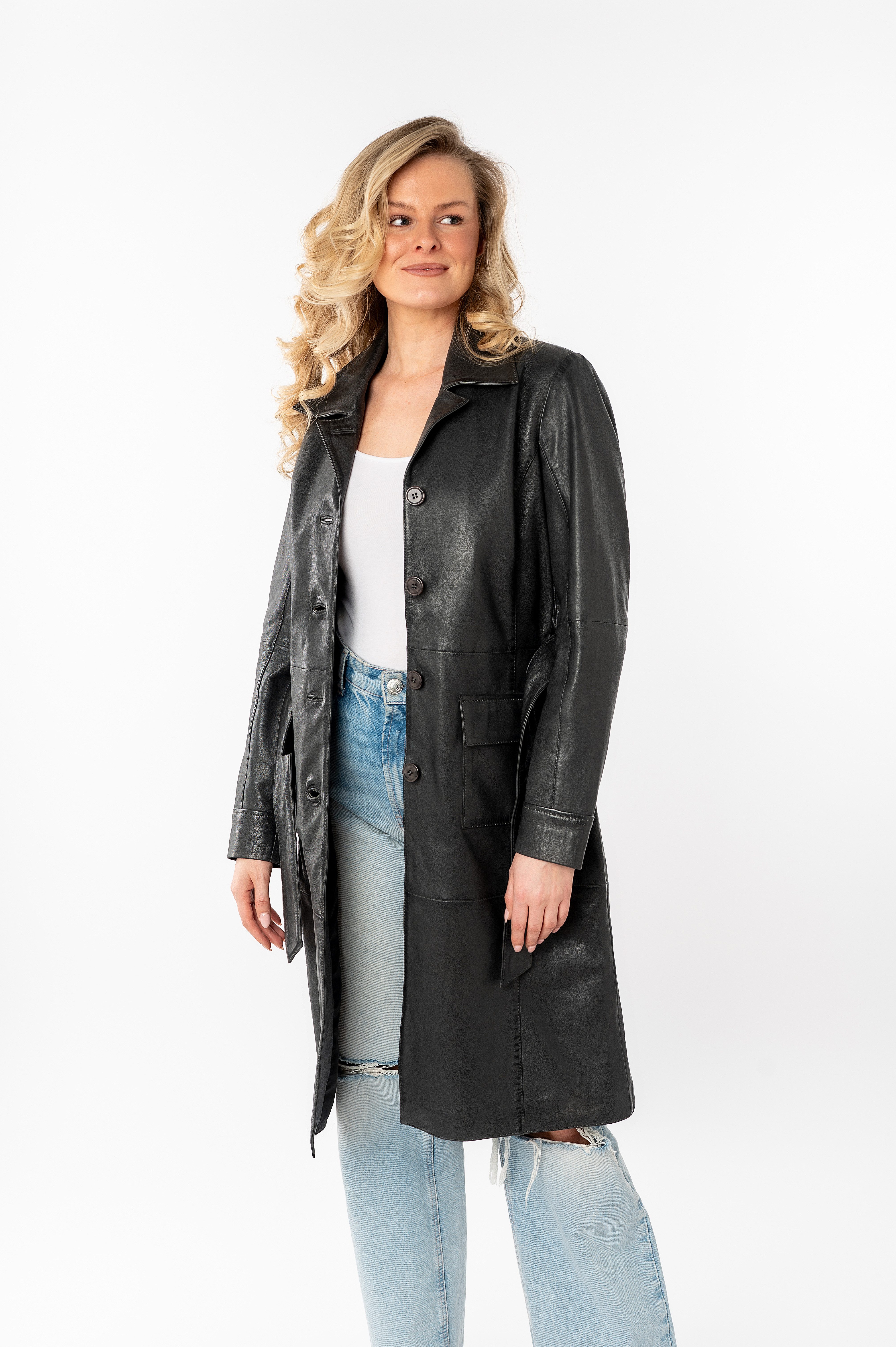 Mauritius Ledermantel MWCillie OT mit Bindegürtel