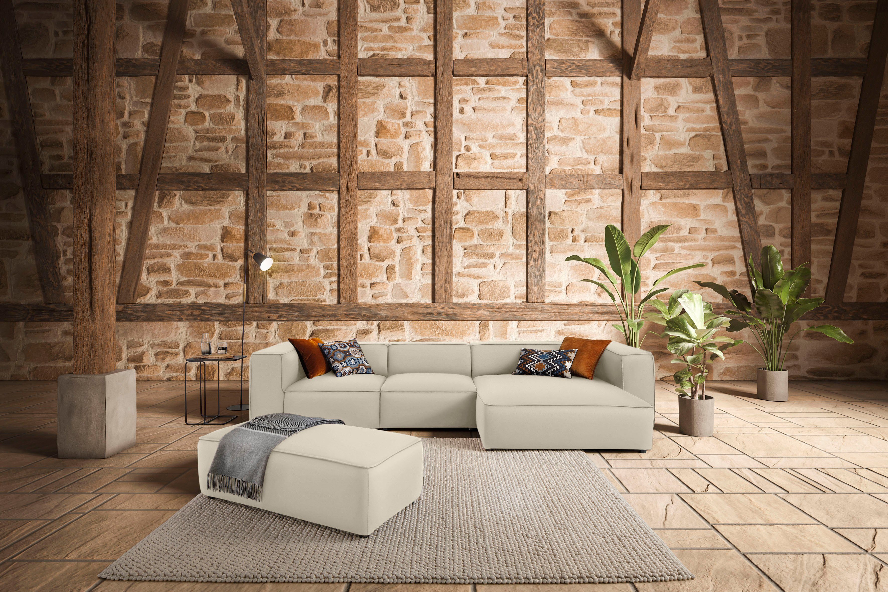 W.SCHILLIG Ecksofa around-the-block Mega Sofa, viel Platz und hoher Sitzkomfort, L-Form, mit eleganter Biese, mit Federkern, Breite 341 cm