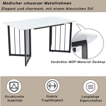 MODFU Essgruppe Moderner Küchentisch Set, (Esszimmerstuhl mit Metallbeinen, Esstisch mit 4 Stühlen), Rückenlehne