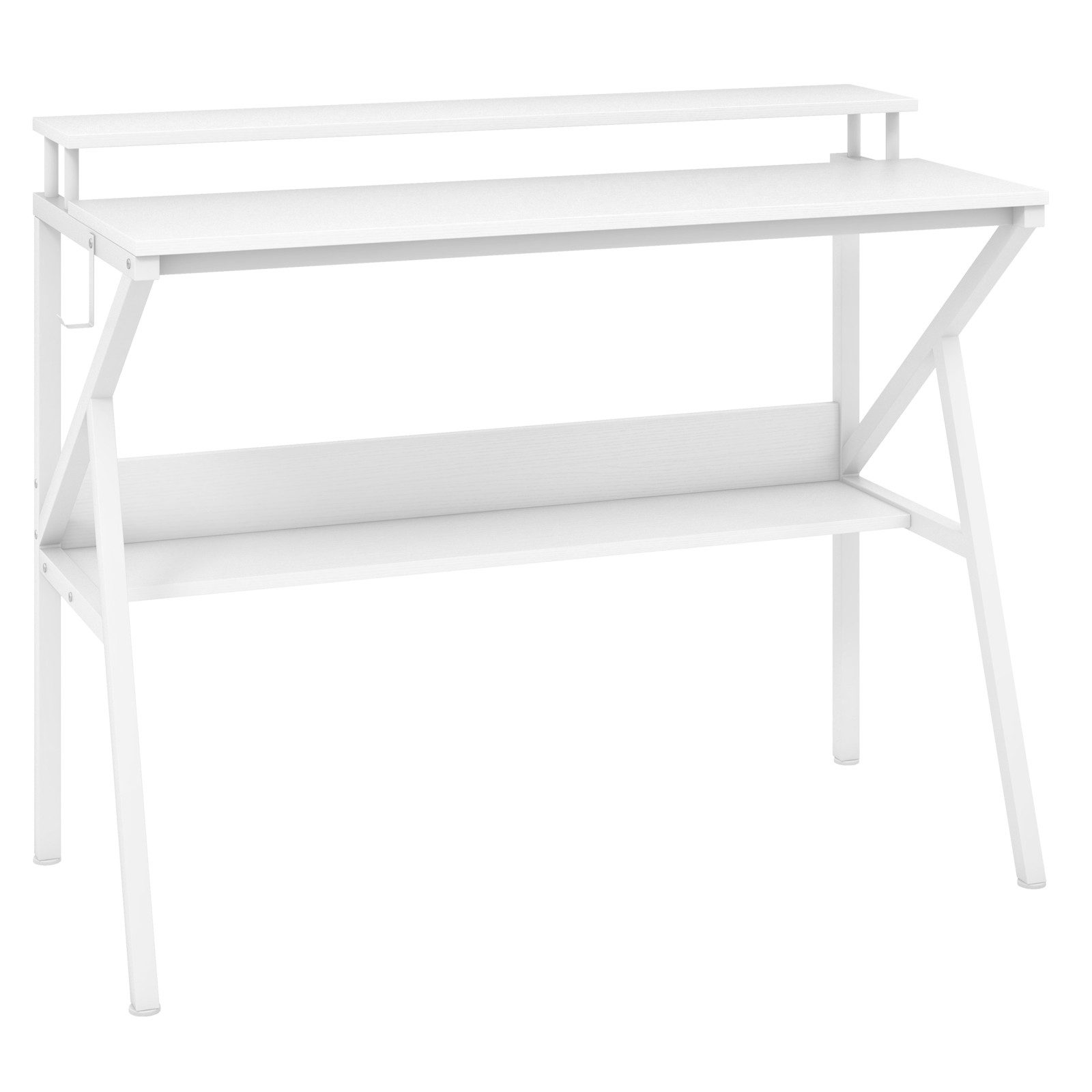 COSTWAY Schreibtisch (1-St), Computertisch, mit Monitorständer, Regal, Haken