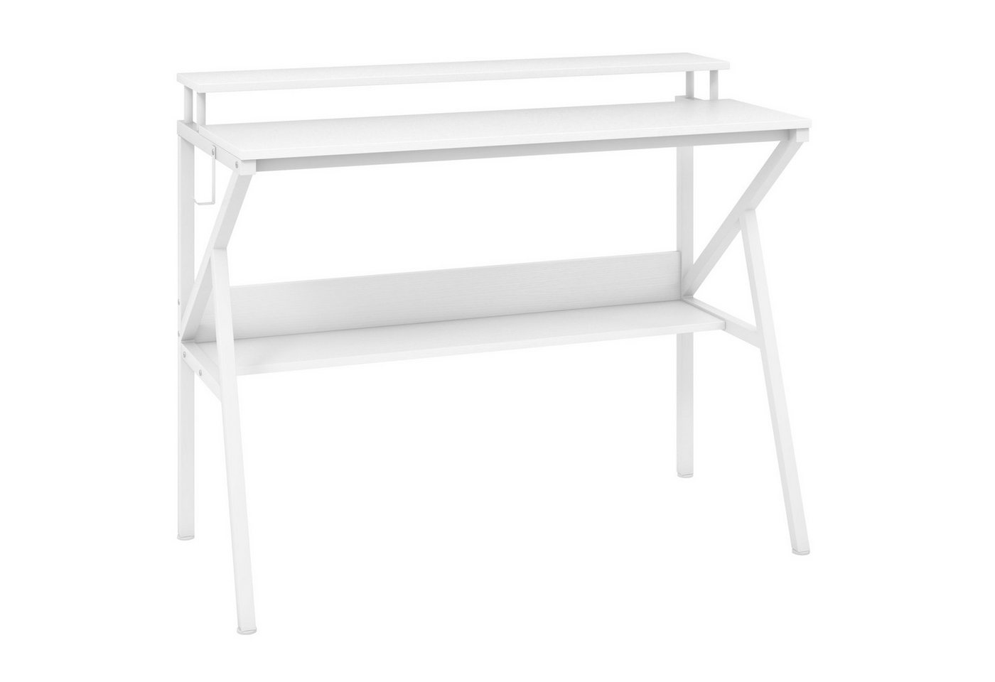 COSTWAY Schreibtisch (1-St), Computertisch, mit Monitorständer, Regal, Haken