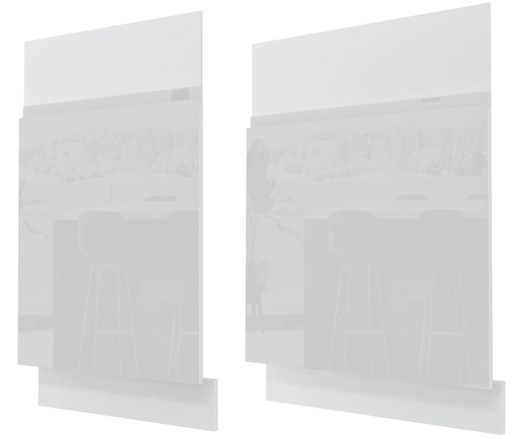 Feldmann-Wohnen Sockelblende Florence, Front-, Korpusfarbe und Breite wählbar teilintegriert RAL 9018 papyrusweiß Hochglanz | Sockelblenden