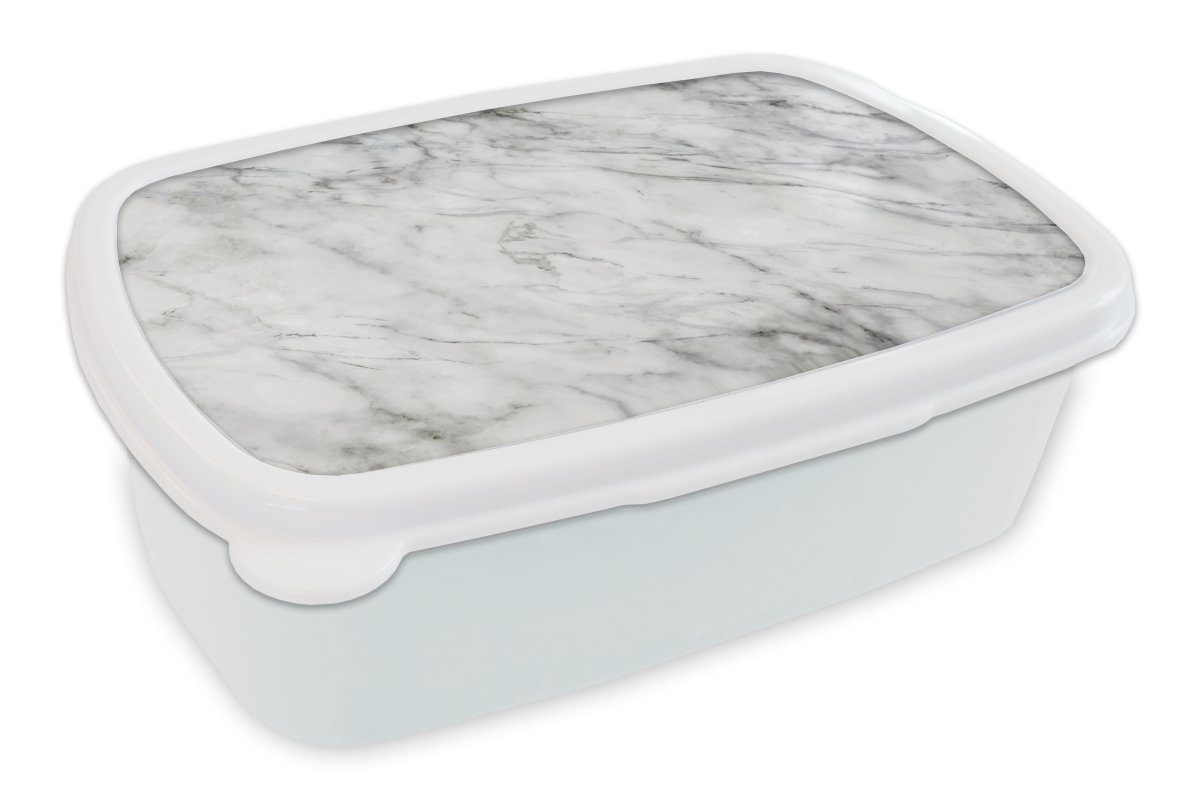 MuchoWow Lunchbox (2-tlg), Muster, Marmor und Kinder Brotdose, Jungs Stein und Kunststoff, für Erwachsene, für - - Mädchen weiß Brotbox