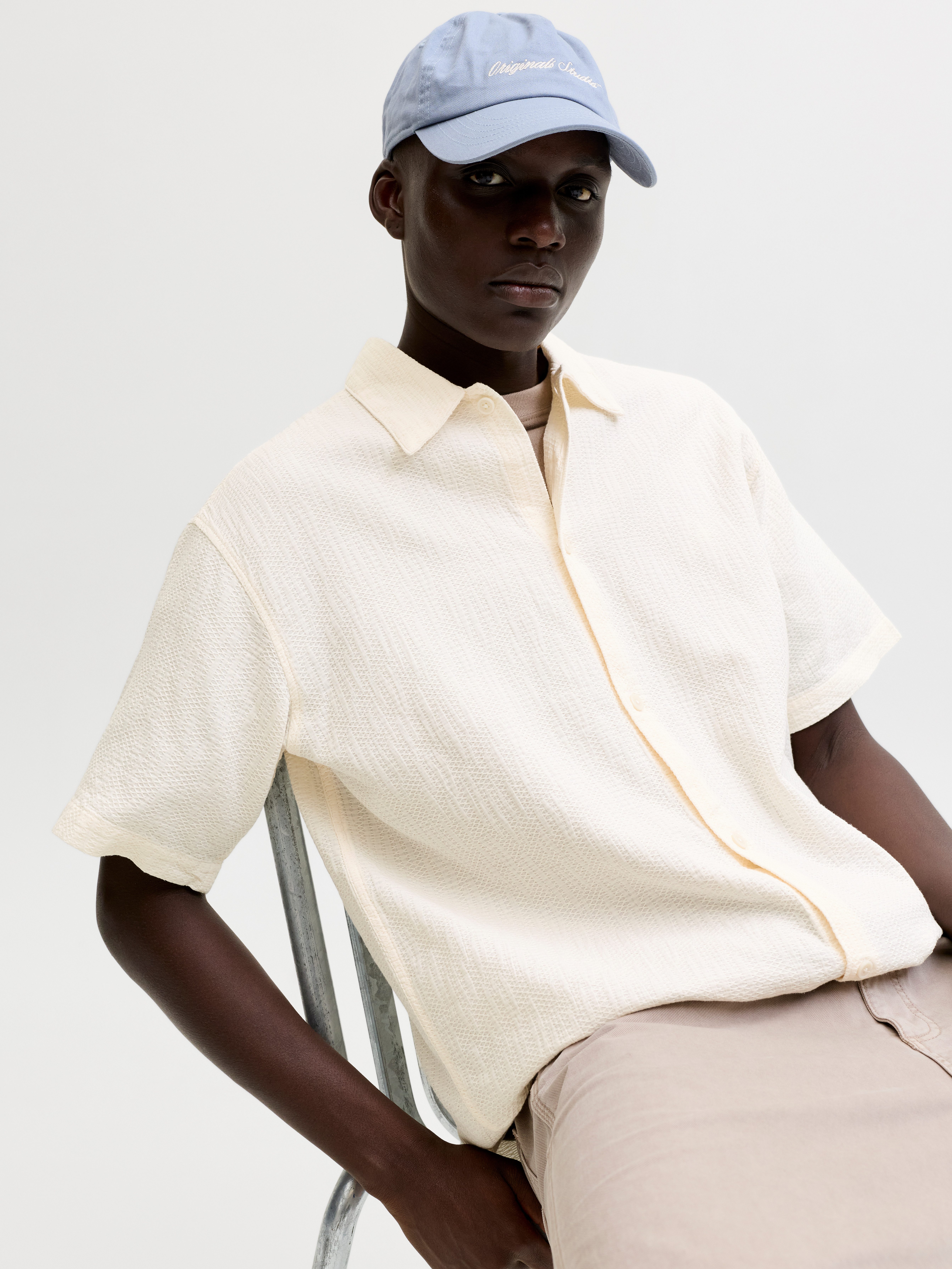 Jack & Jones Kurzarmhemd JORMONTAUK WAVY TEXTURE SHIRT SS SN Baumwolle, relaxed fit