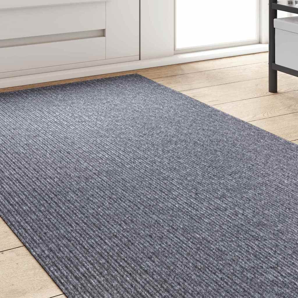 vidaXL Teppich Teppichläufer Hellgrau 80 x 500 cm Stoff, Rechtwinklig