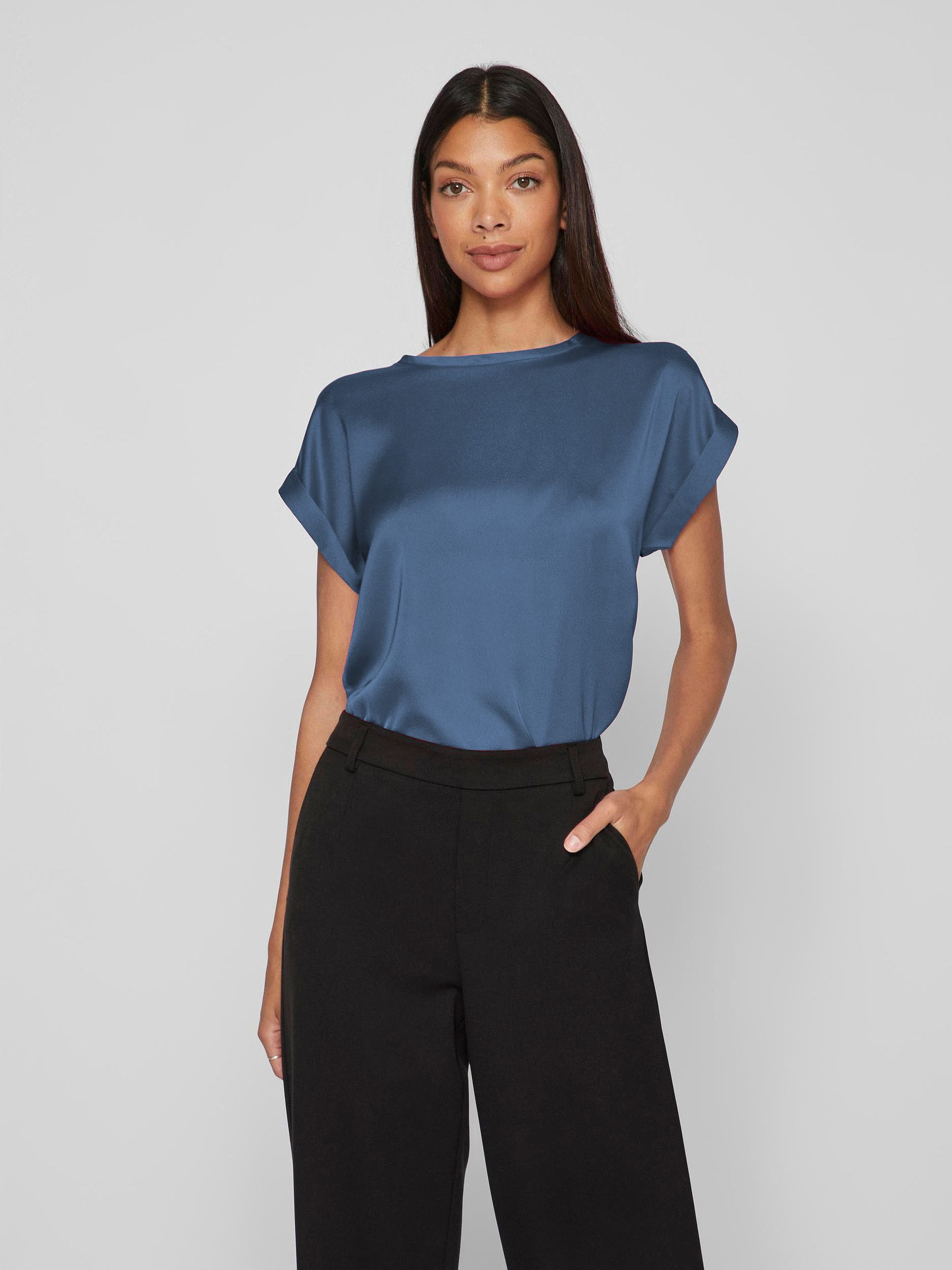 Vila T-Shirt Satin Blusen Kurzarm Basic günstig online kaufen