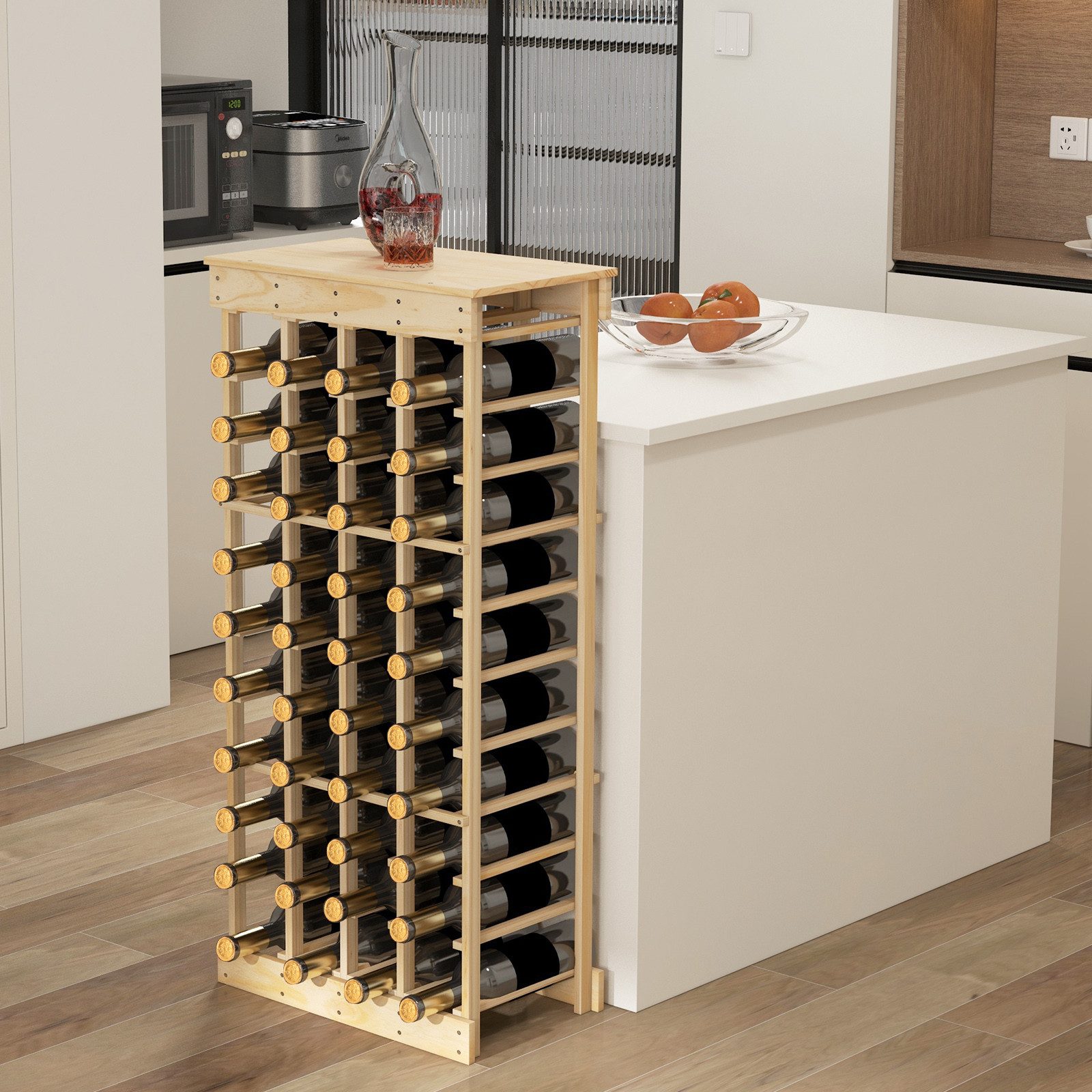 COSTWAY Weinregal, stehend, Massivholz, für 40 günstig online kaufen