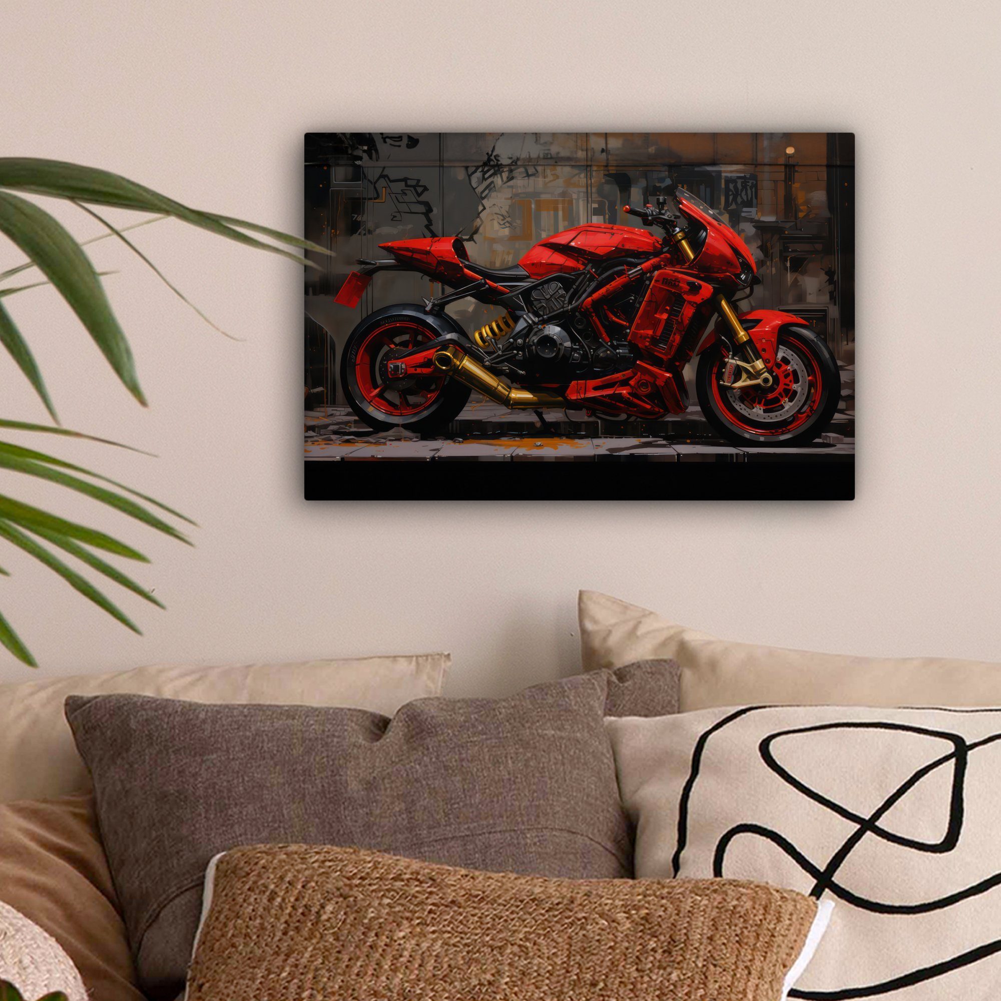 OneMillionCanvasses® Leinwandbild Motorrad - Fahrrad - Rennfahrer - Rot - G günstig online kaufen