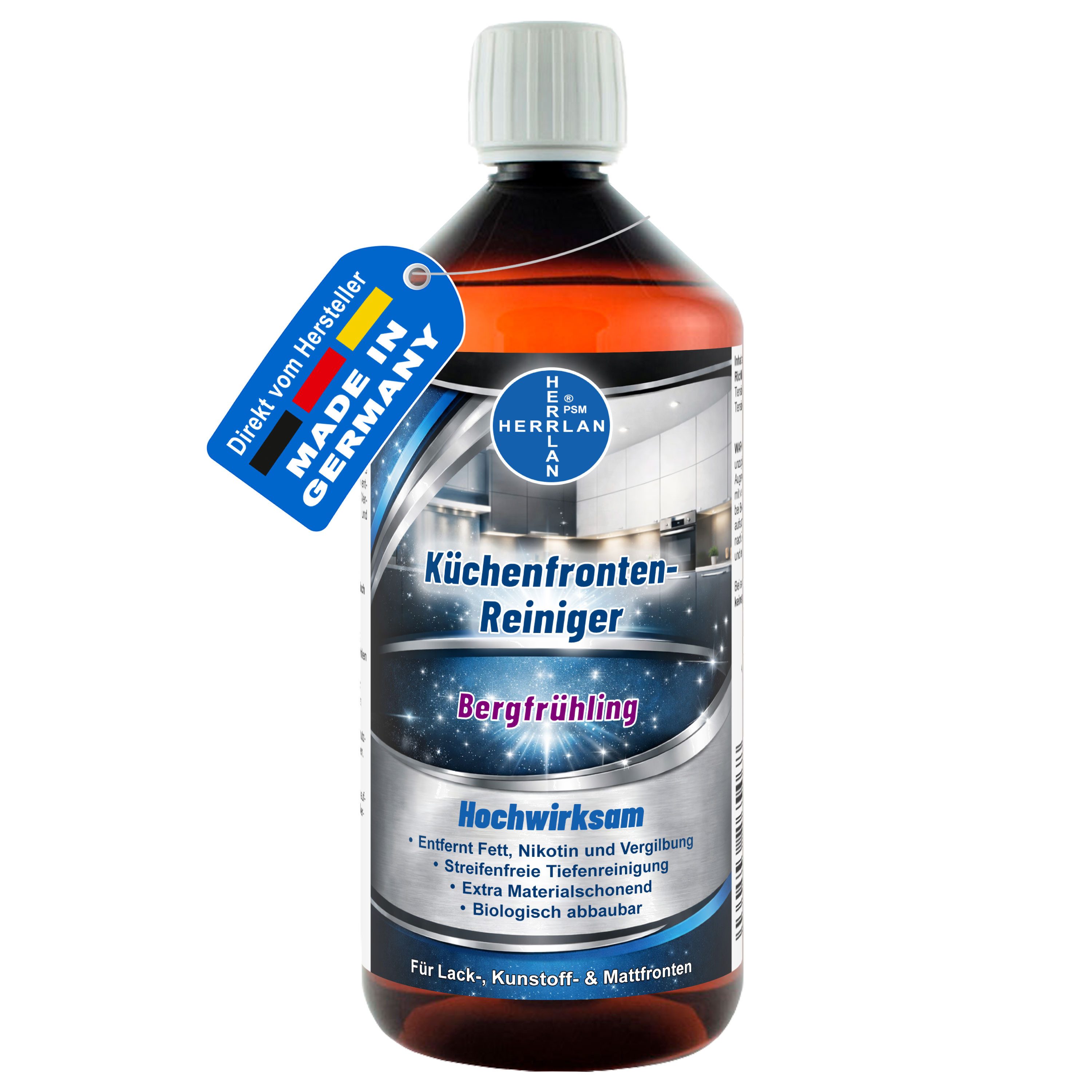 HERRLAN Küchenfronten- Küchenreiniger (1000 ml mit Bergfrühling-Duft)