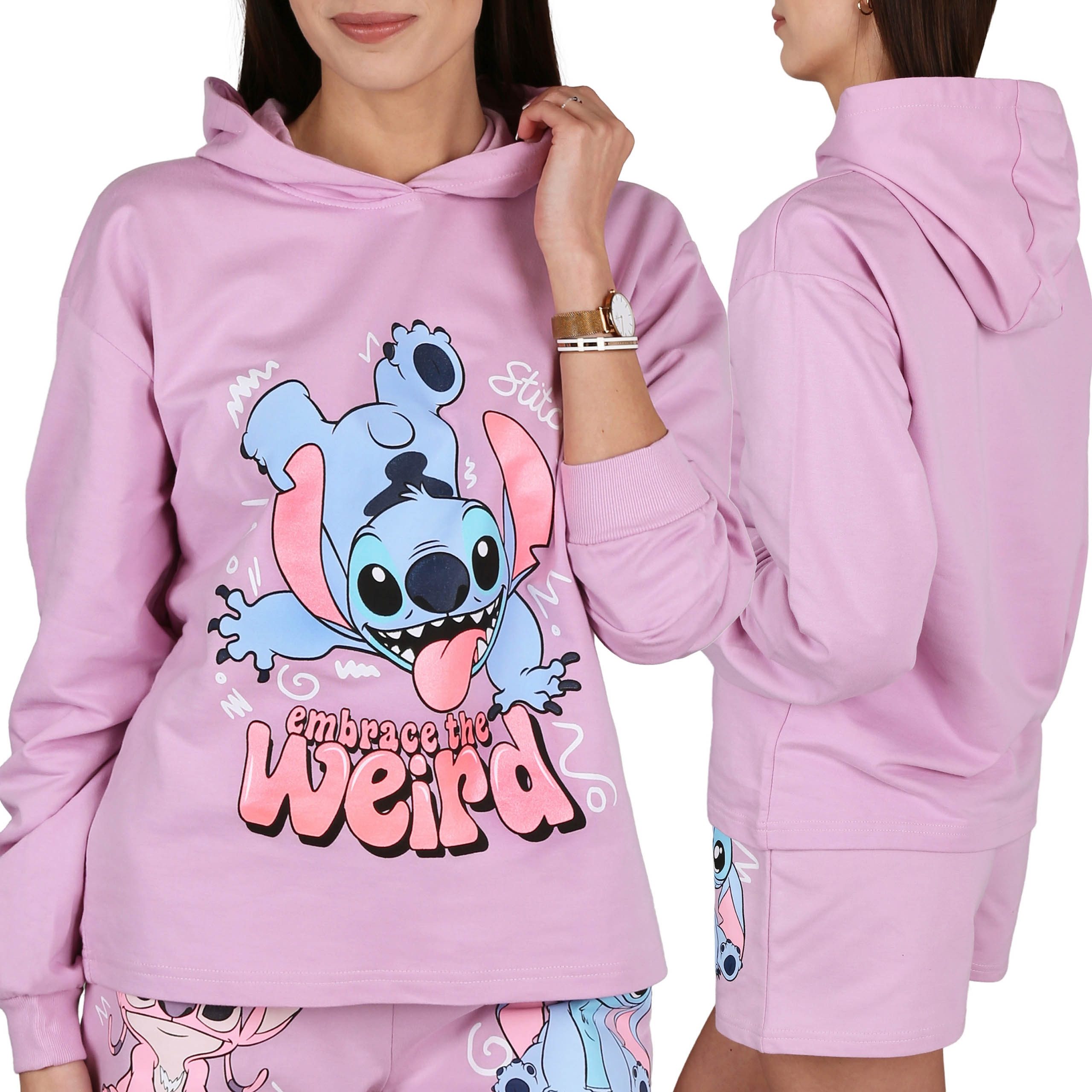 Disney Kapuzensweatshirt DISNEY Stitch Sweatshirt für Mädchen, Kapuze, 100% Baumwolle