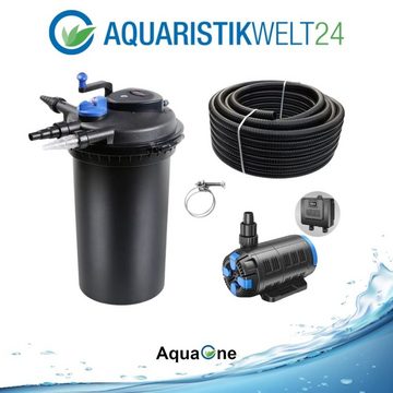 Aquaone Teichfilter AquaOne Teich Filteranlage Set Nr.31 CPF 15000 Druckfilter regelbare 18-80W Eco Teichpumpe Teichgröße bis 30000l Teichschlauch