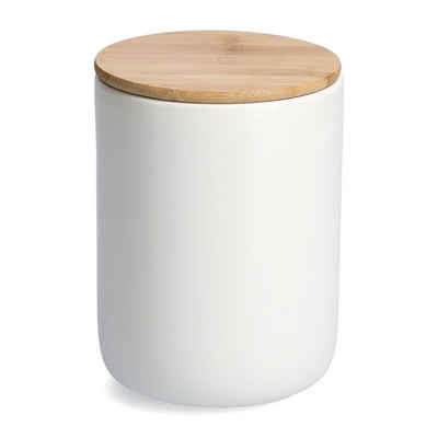 Neuetischkultur Vorratsdose Vorratsdose Steingut Weiß mit Holzdeckel 1500 ml, Steingut, (Stück, 1-tlg., 1x Vorratsdose), Lebensmittelaufbewahrung