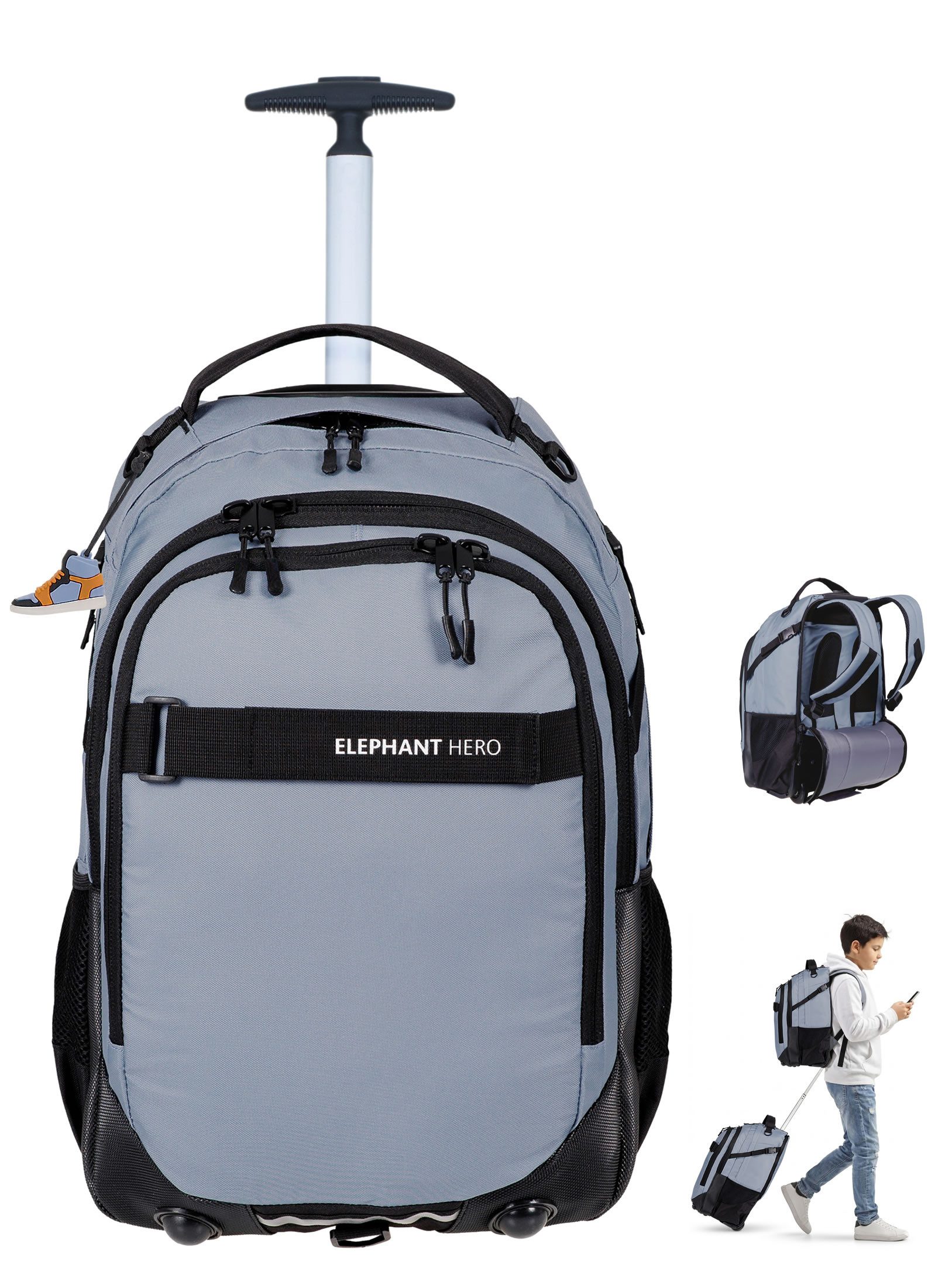 ELEPHANT Schulrucksack Trolley Hero Signature Schultrolley, Rucksacktrolley Schule Rucksack Rollen 3 Fächer Daypack Trolly