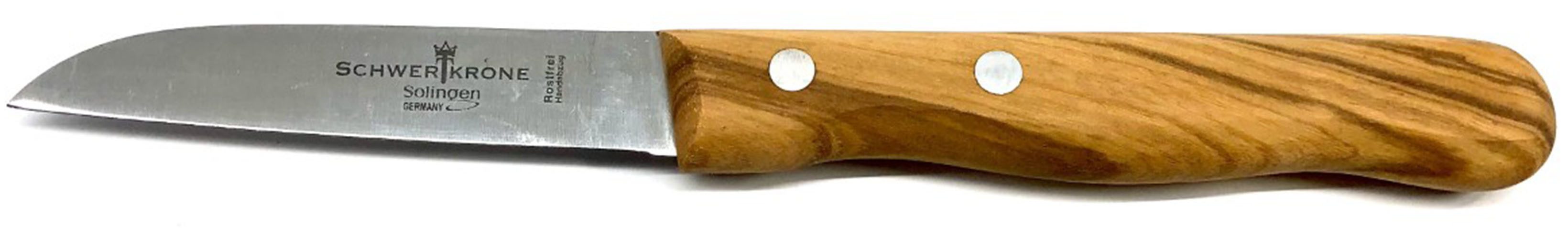 Olivenholz-erleben Gemüsemesser mit gerader Edelstahl-Klinge und Olivenholzgriff, rostfreie Edelstahlklinge Длина 13 cm, Olivenholzgriff