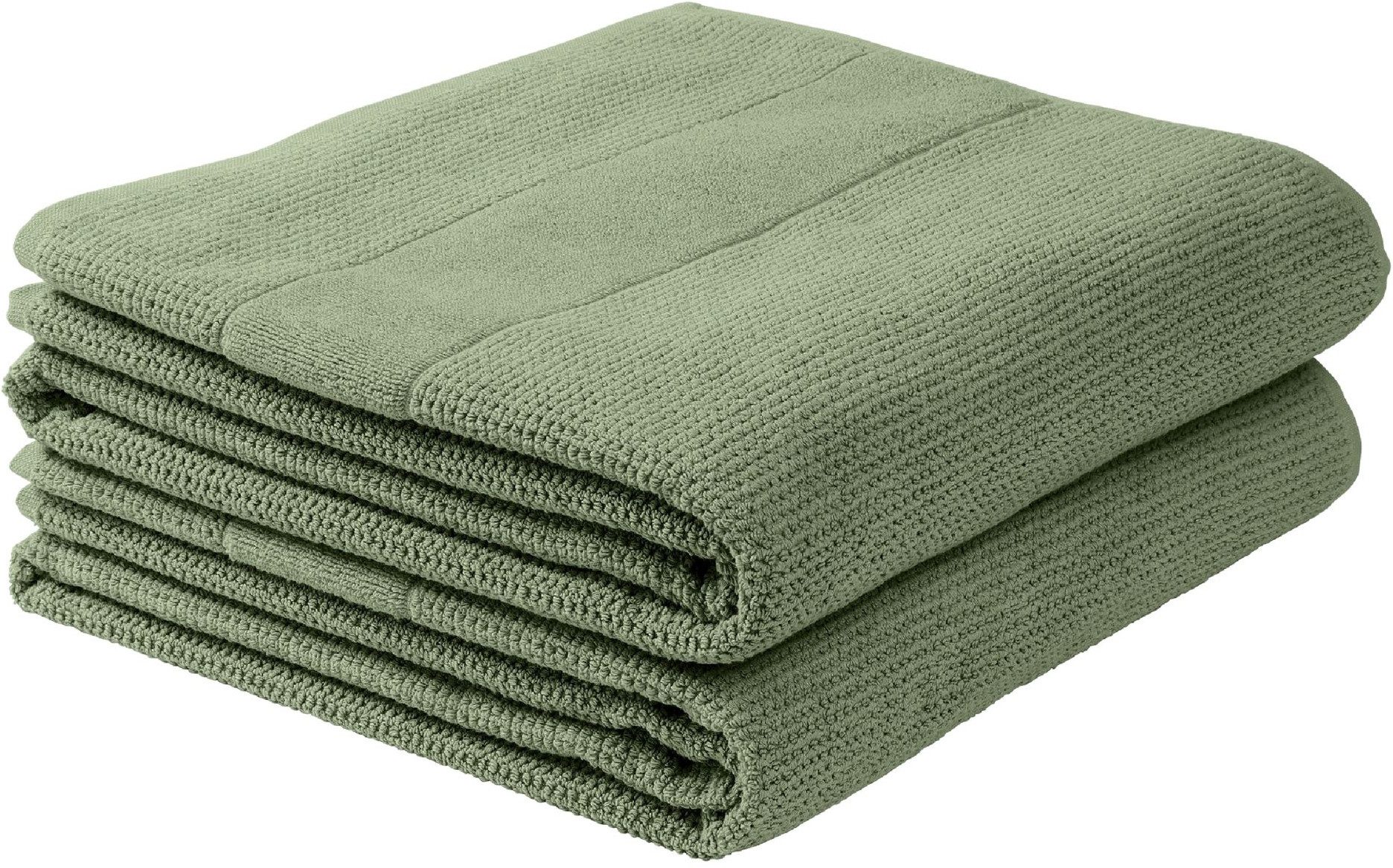 Schiesser Duschtücher Turin aus 100% Baumwolle in dezenter Reiskornoptik, Frottier (Set, 2-St), OEKO-TEX® MADE IN GREEN