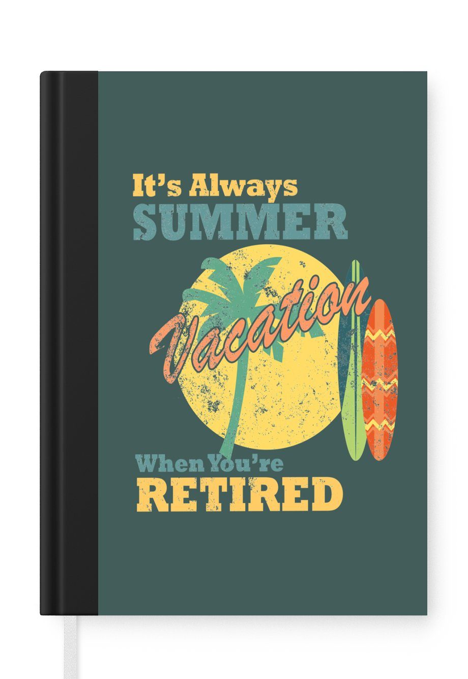 Sommer Surfen, - Tagebuch, Notizbuch Vintage Journal, 98 - MuchoWow Notizheft, Haushaltsbuch Seiten, Merkzettel, A5,