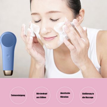 Rutaqian Elektrische Hautpflegebürste Elektrischer Silikon Gesichtsbürste mit Kalte und heiße Kompresse, IPX7 Wasserdicht Gesicht Tiefenreinigungsbürste, Gesichtsreinigungsbürste,Peeling, Hautpflege