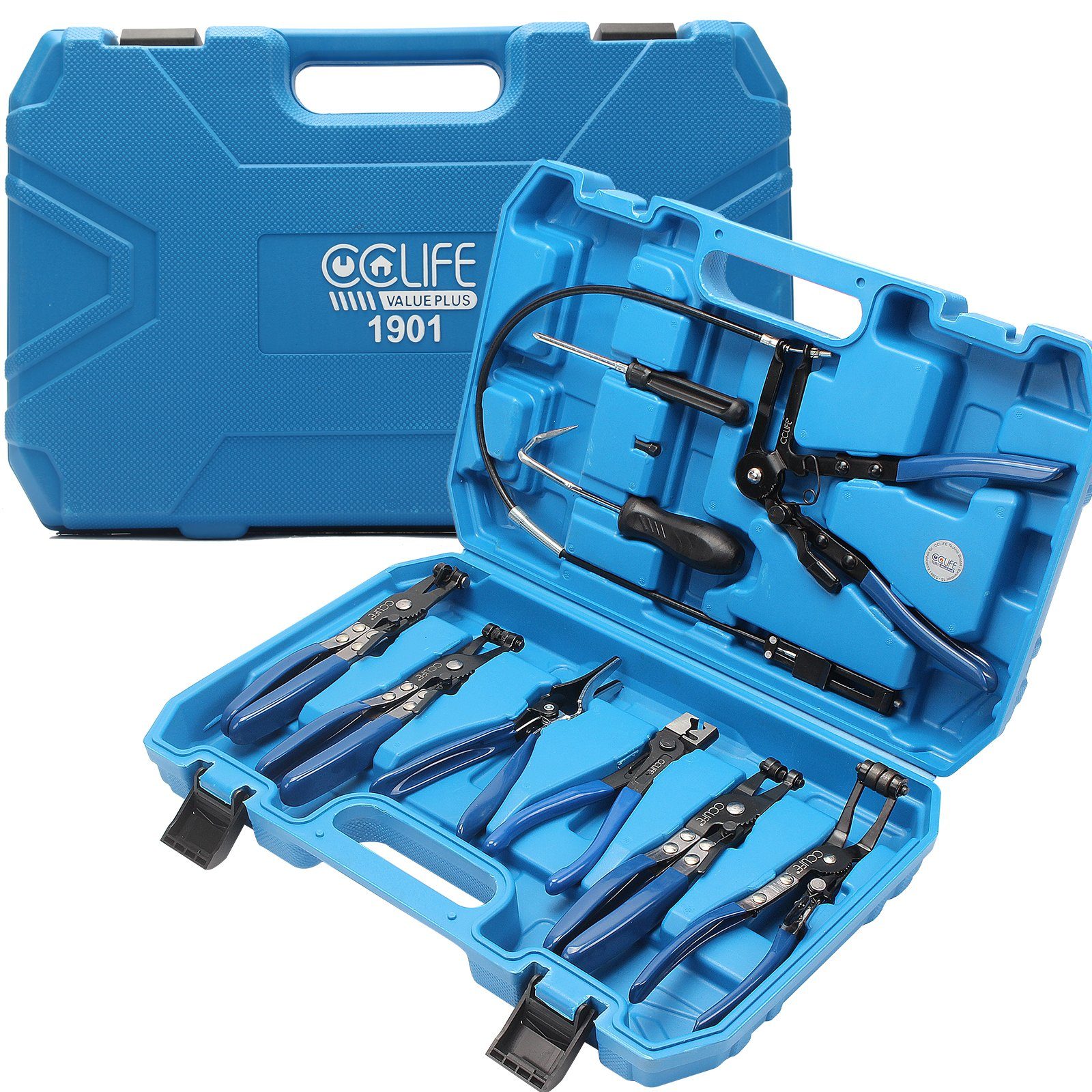 CCLIFE Zangenset 9tlg Schlauchschellenzangen Set, Schlauchklemmen Zange