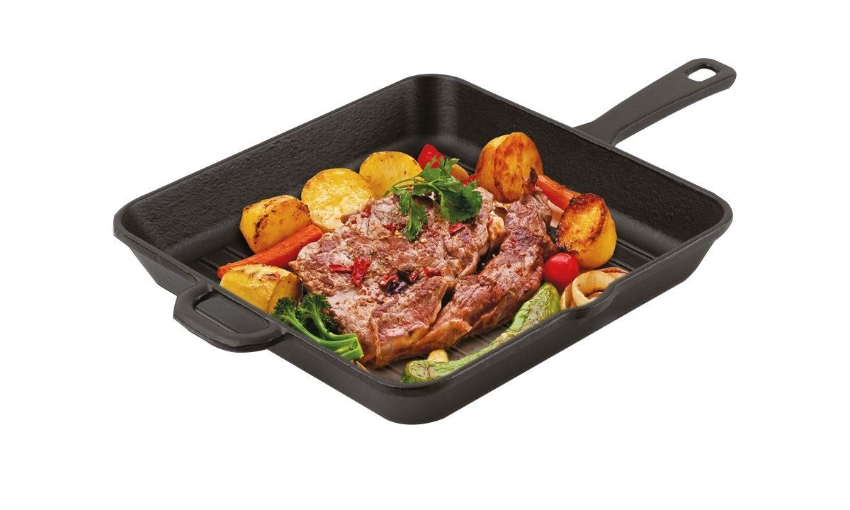 Kahramanlar Bratpfanne Quadratische Gusspfanne aus Eisen, 25 x 25 cm