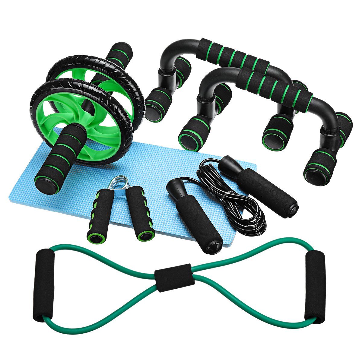7 Set NASUM Training Hochwertiges Ganzkörper Schwarz/Grün Perfektes mit Fitnessmatte für in Fitness-Set (7-St), Teilen