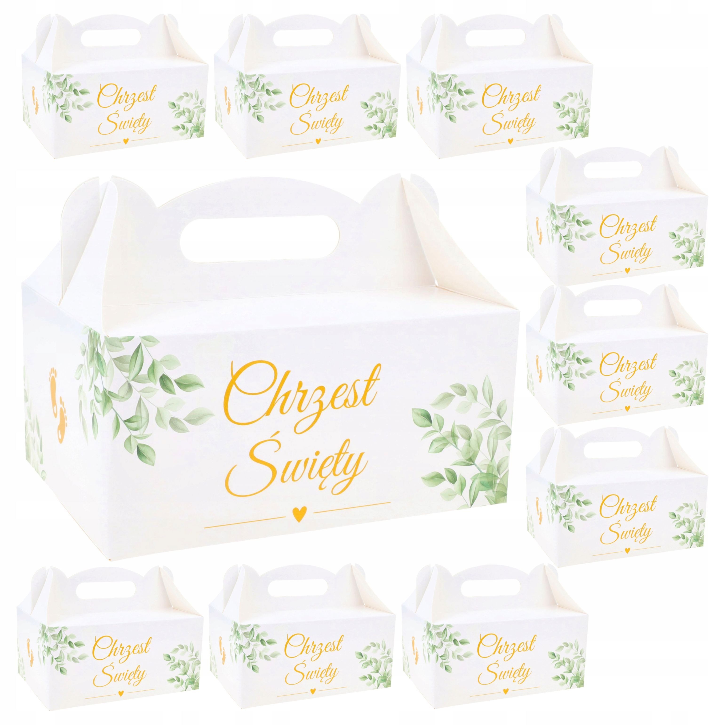 Festivalartikel Taufkarte Kuchenbox Taufe 10 Stk Weiß Gold Gastgeschenk Taufe Box