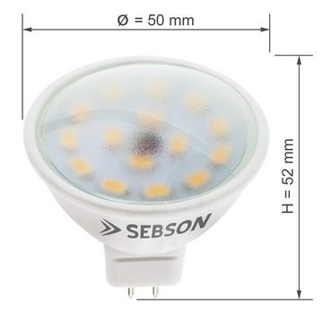 SEBSON LED-Leuchtmittel LED Lampe GU5.3 / MR16 warmweiß 5W 12V DC Leuchtmittel - 10er Pack