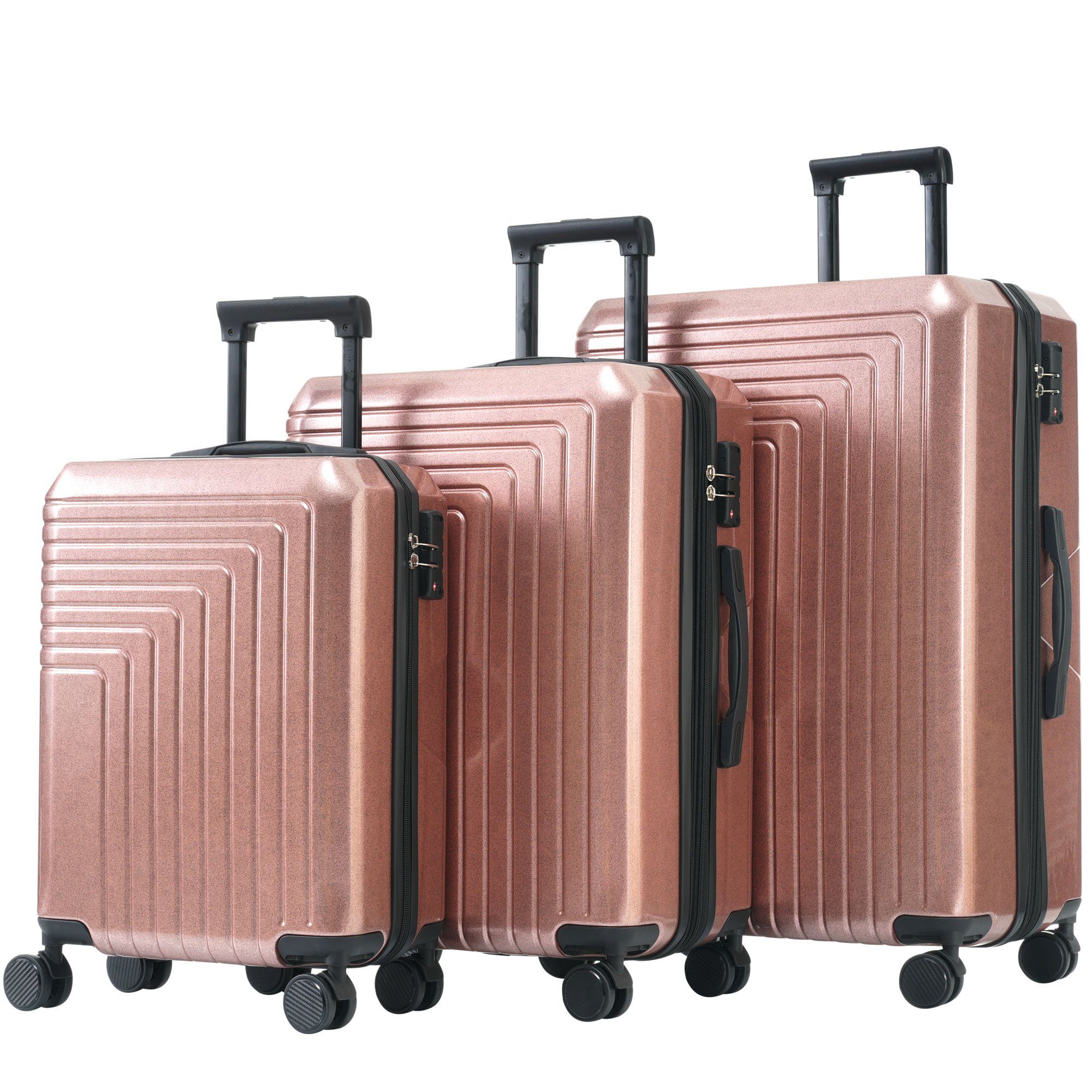 REDOM Kofferset Trolleyset, 4 Rollen, (Hartschalen Trolley Handgepäck Reisekoffer, leicht und stilvoll für komfortables Reisen und sicheren Transport), aus hochwertigem PVC-Material
