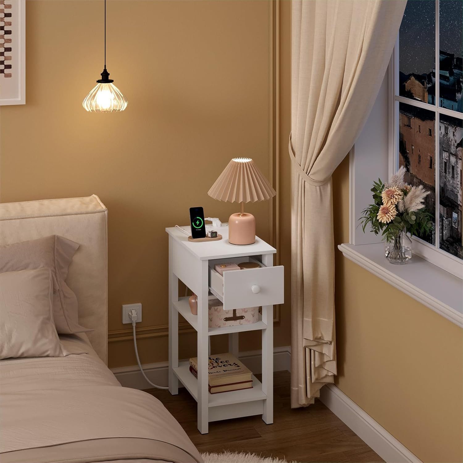 Woltu Nachttisch (2-St), Beistelltisch schlafzimmer mit Eingebaute Ladestat günstig online kaufen